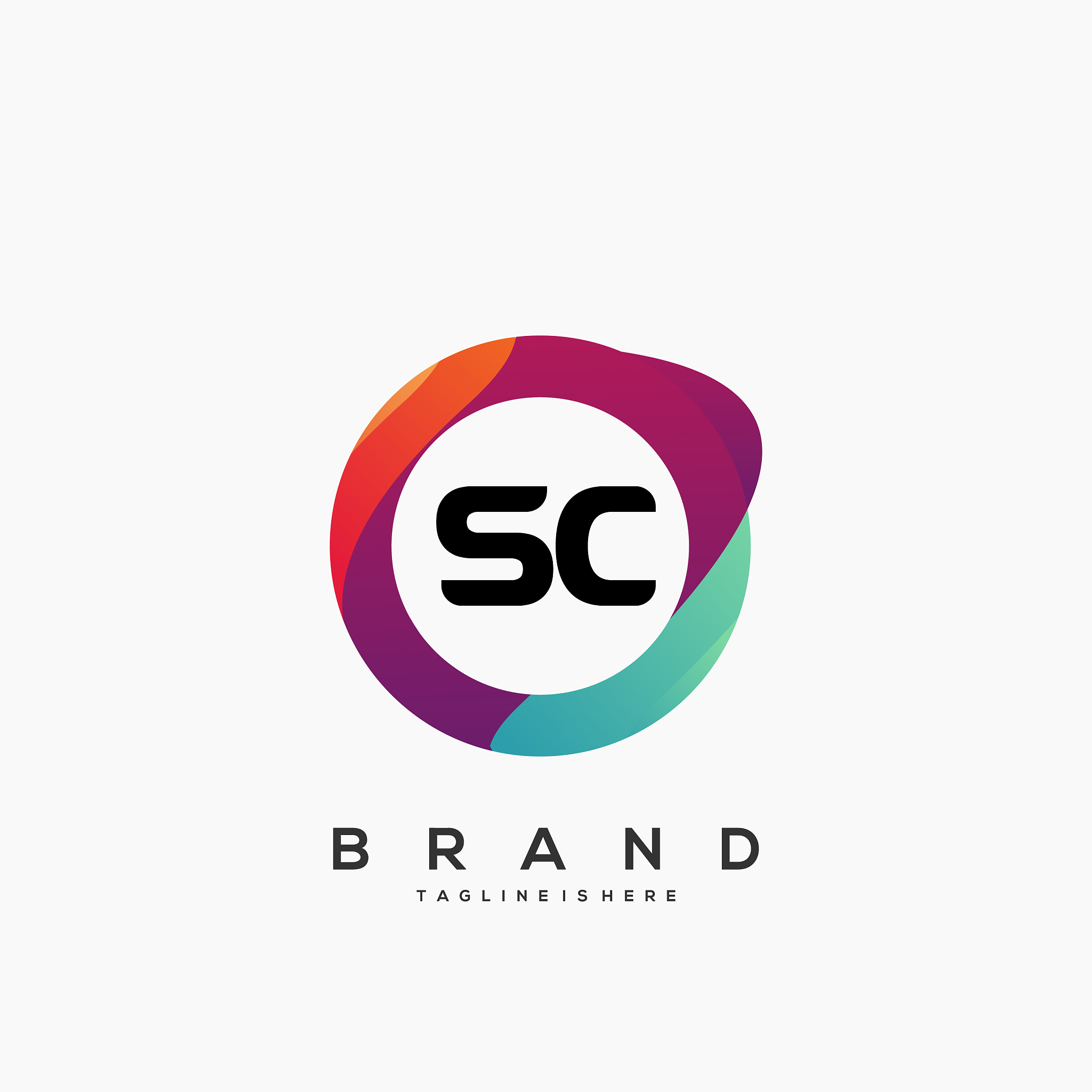 letter sc gradient color logo design