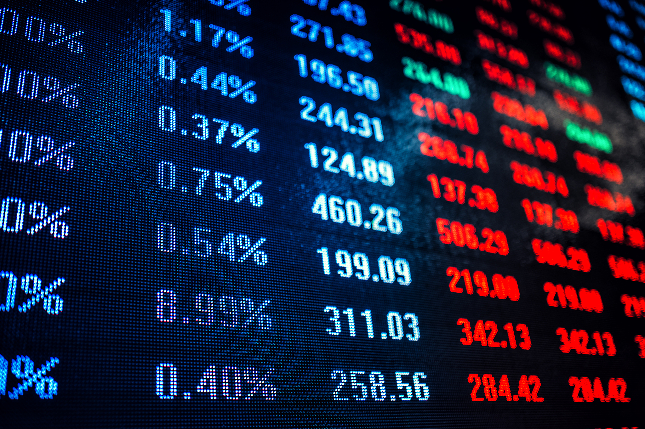 financial numbers on lcd screen