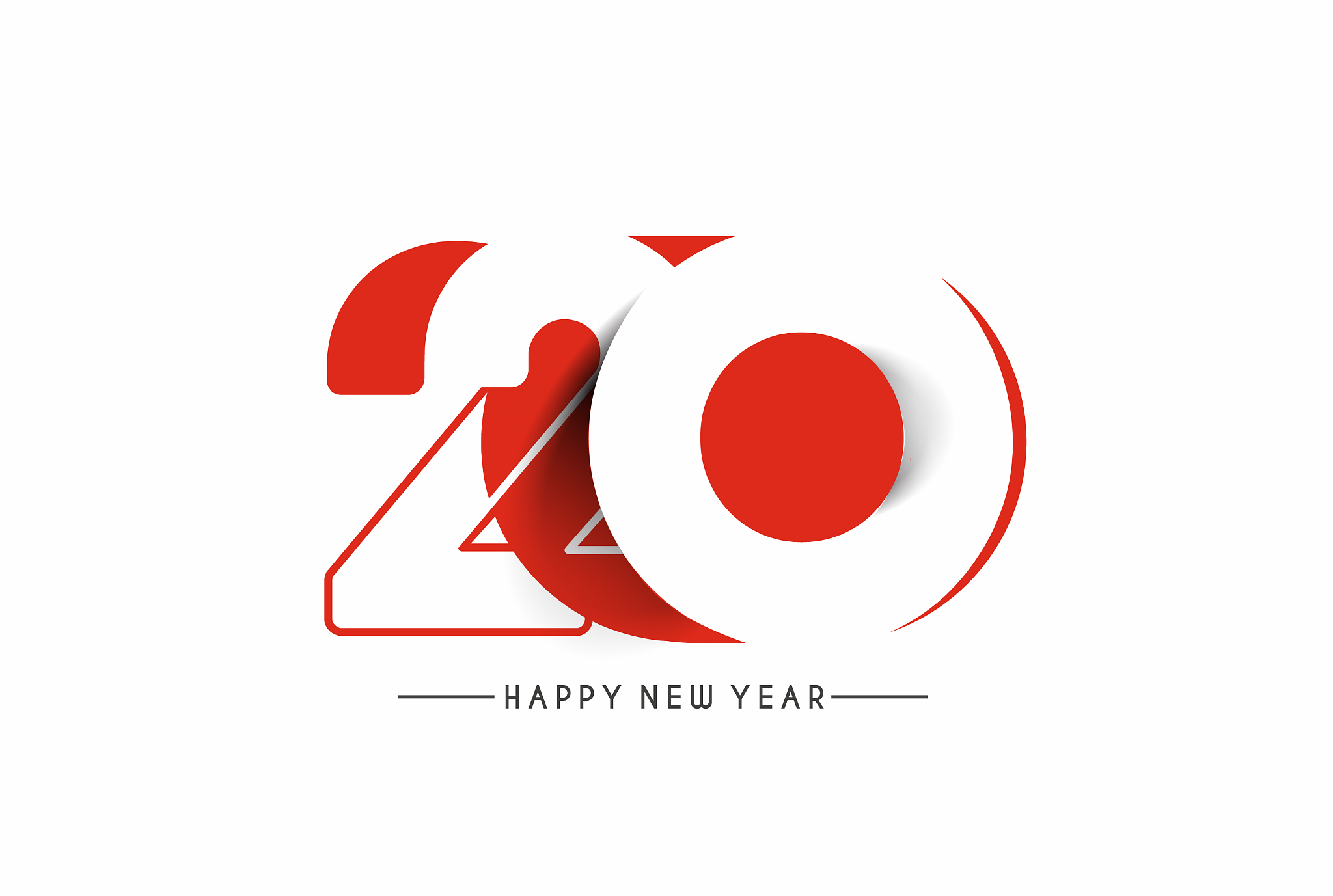 happy new year 2020 text typography design patter