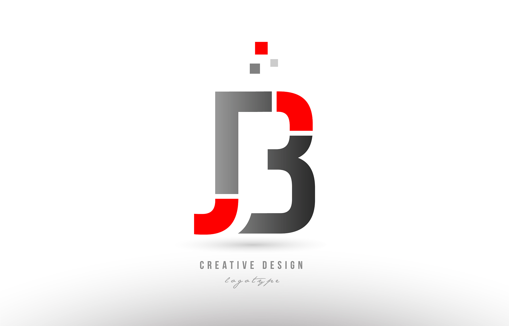 red grey alphabet letter jb j b logo combination