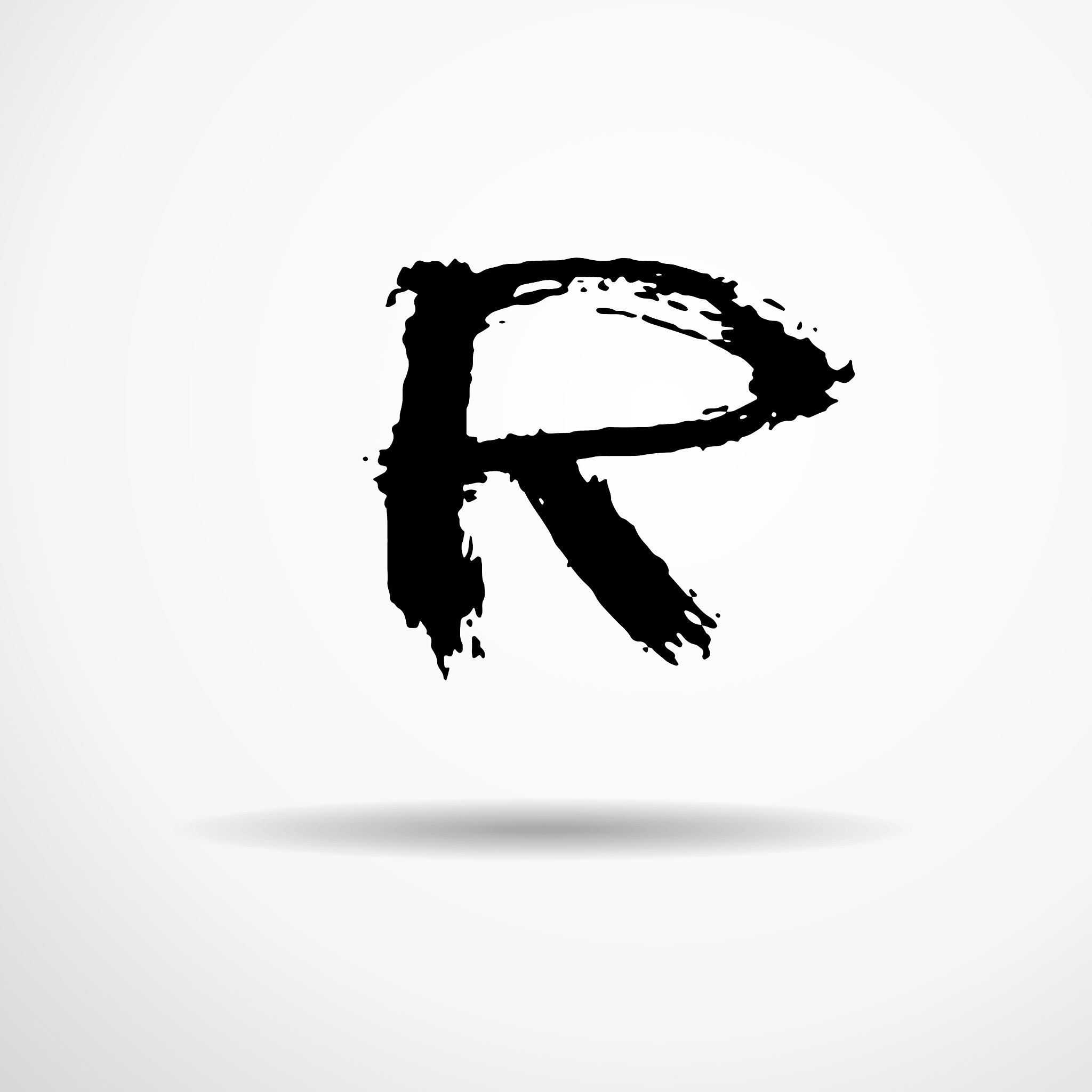 l<strong>e</strong>tter r handwritten by dry brush rough strokes