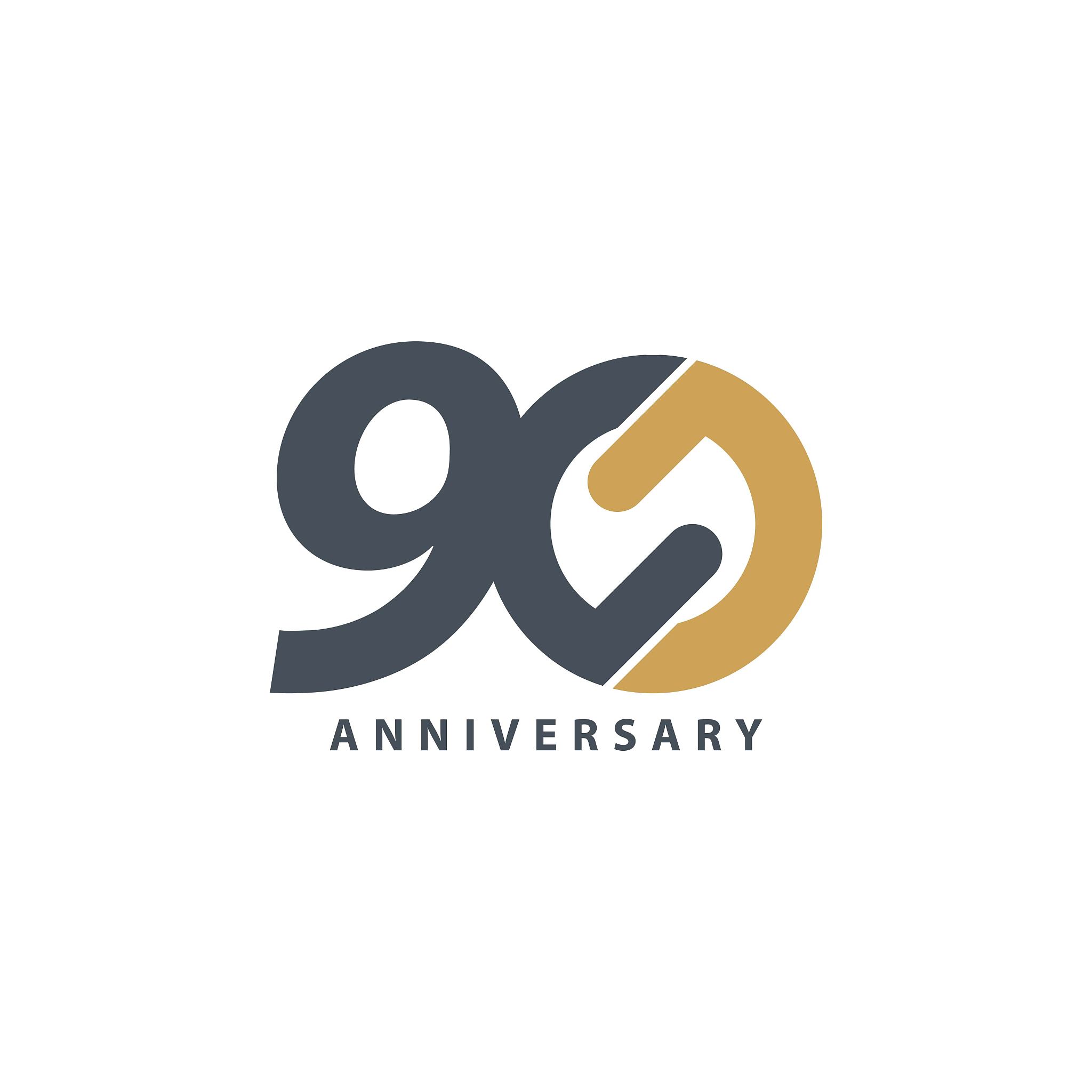 90 year anniversary vector template design illustration