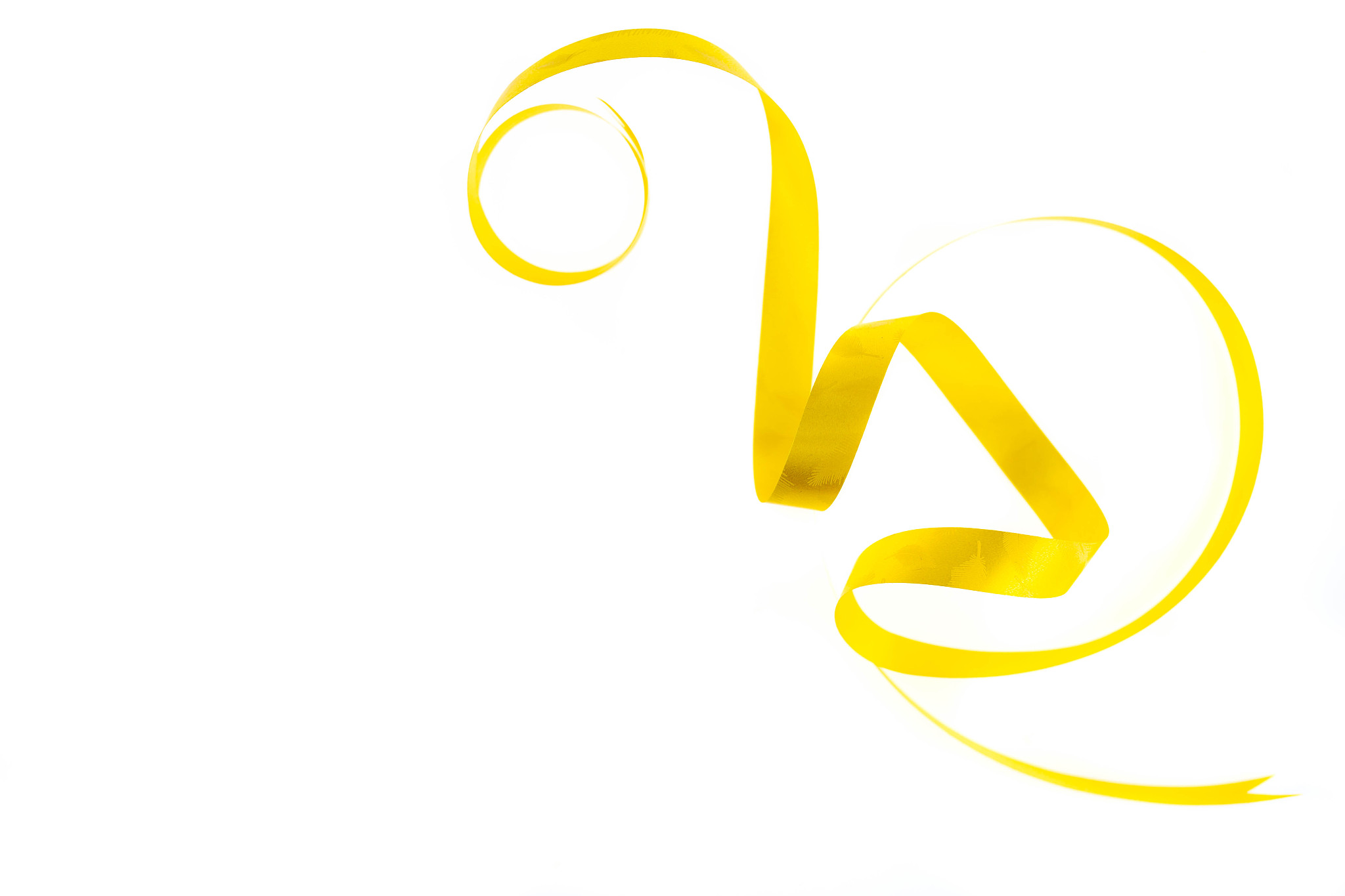 pink or yellow ribbon with bow isolated on white background.
