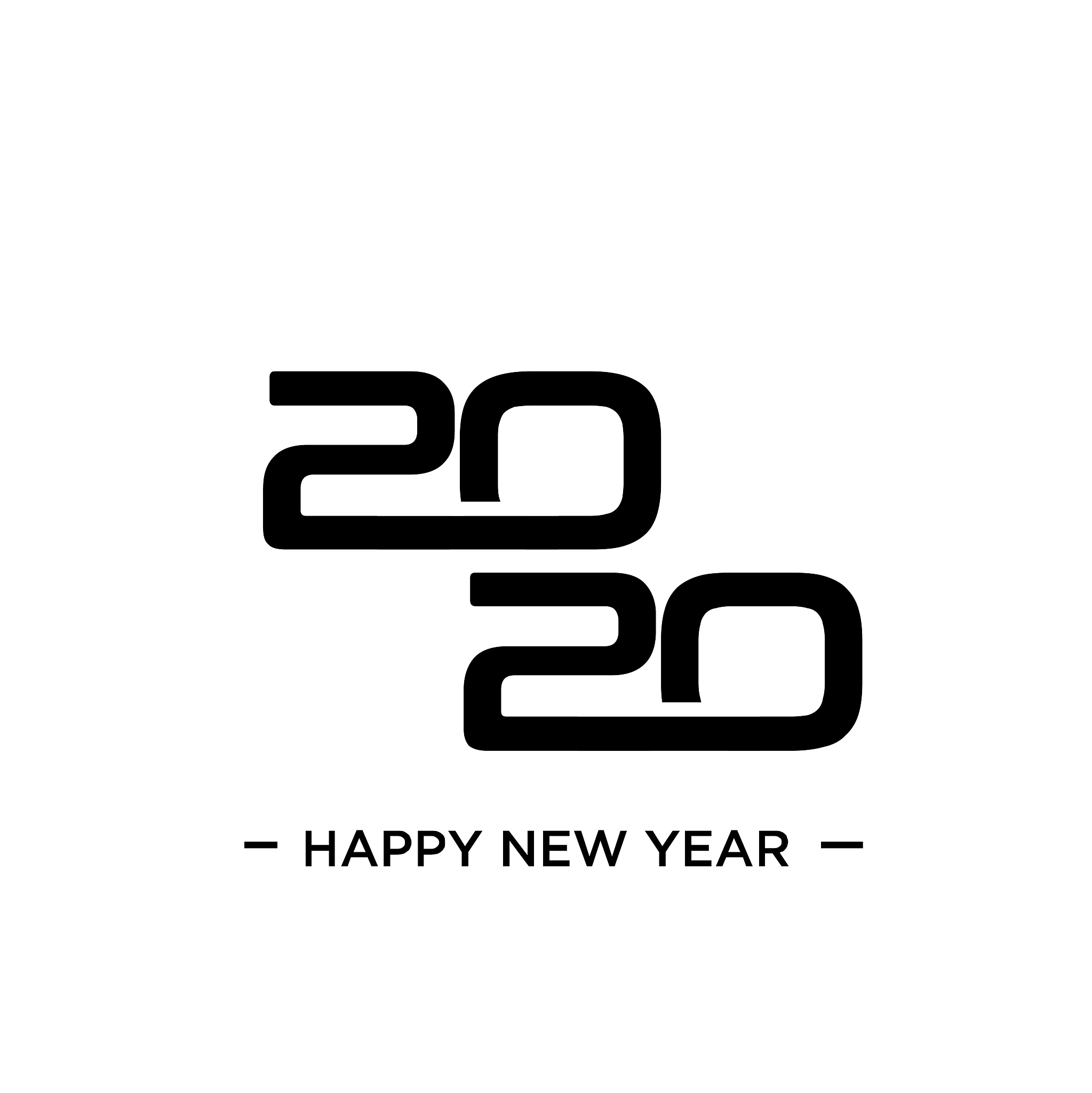 2020 number happy new year flat illustration
