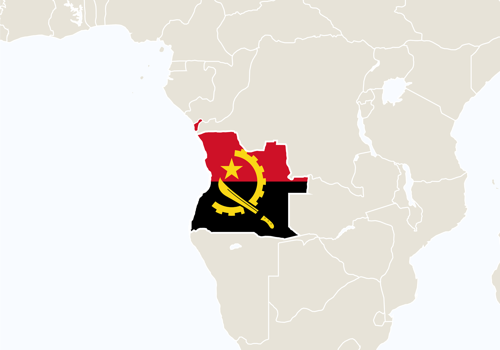 africa with highlighted angola map