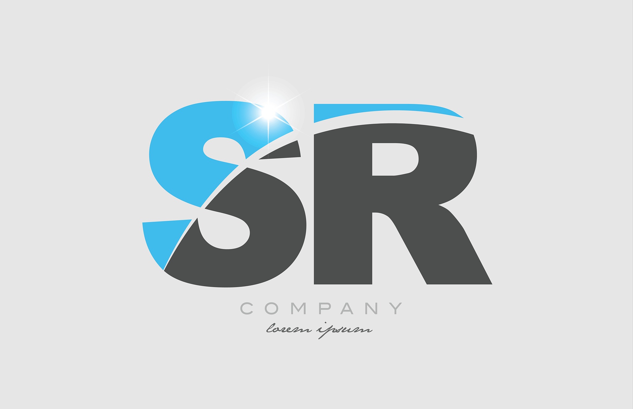 combination letter sr s r in grey blue color alphabet for logo i