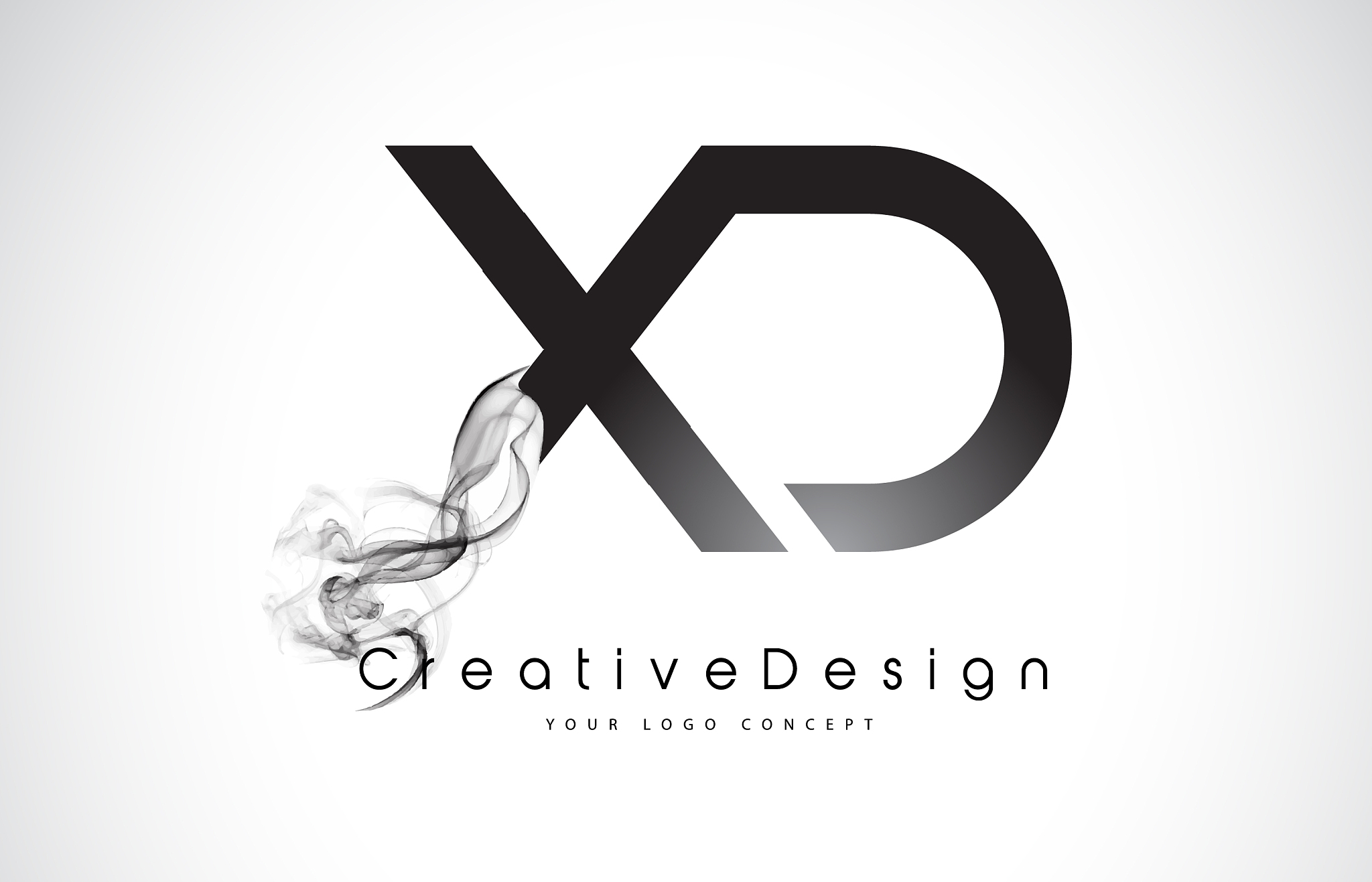 xd letter logo design with black smoke