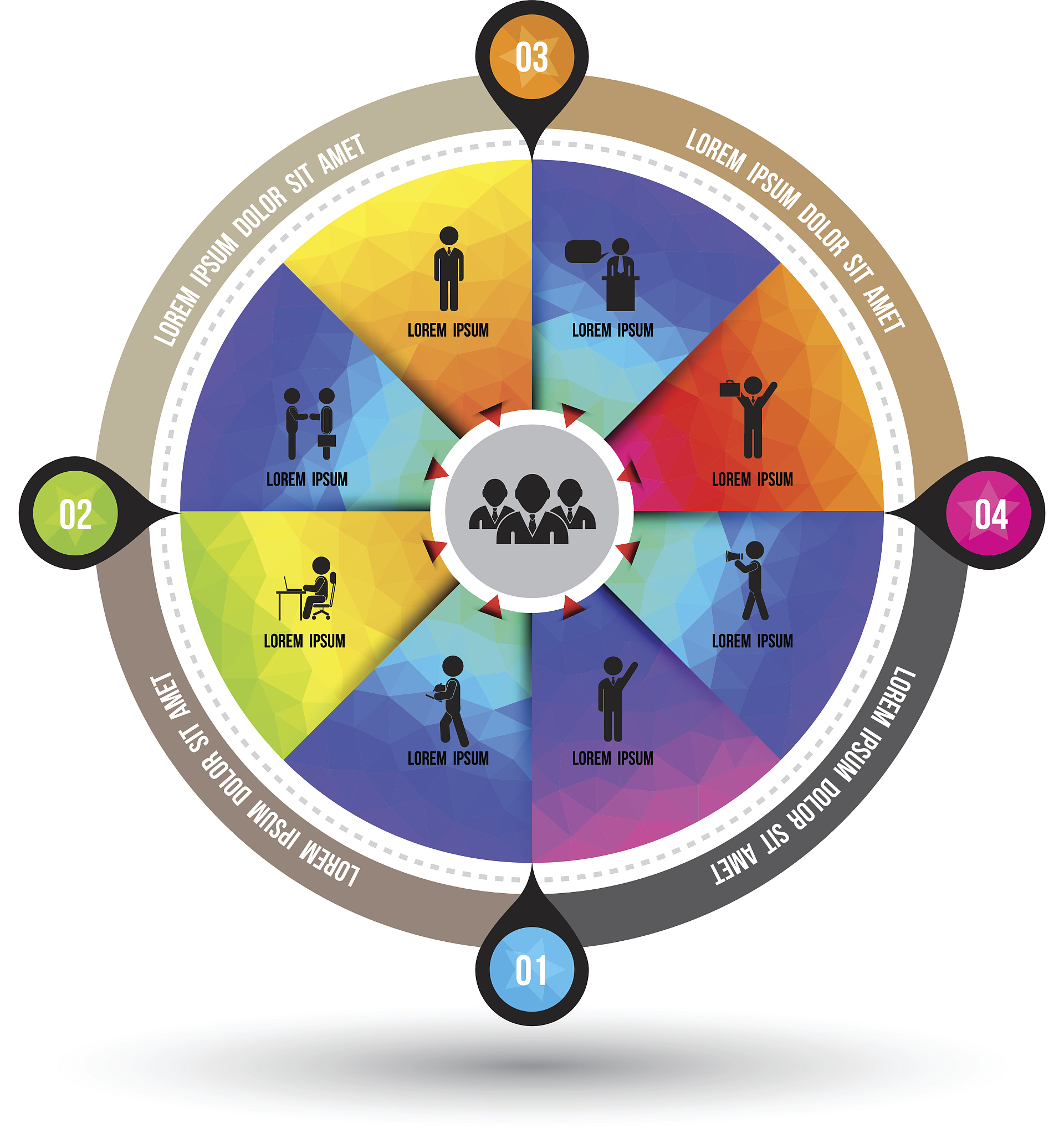 circle template with business people action.