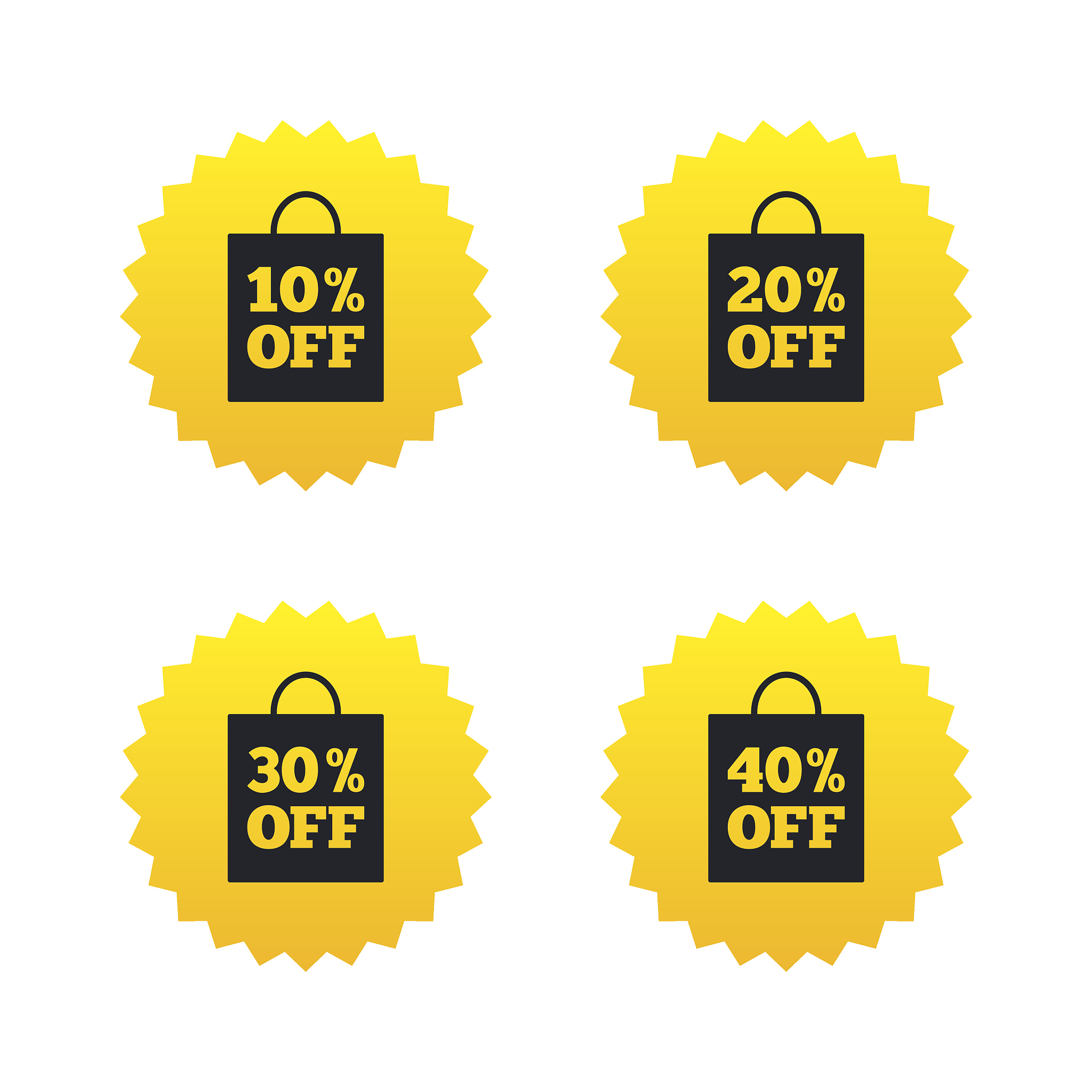 sale bag tag icons. discount symbols.