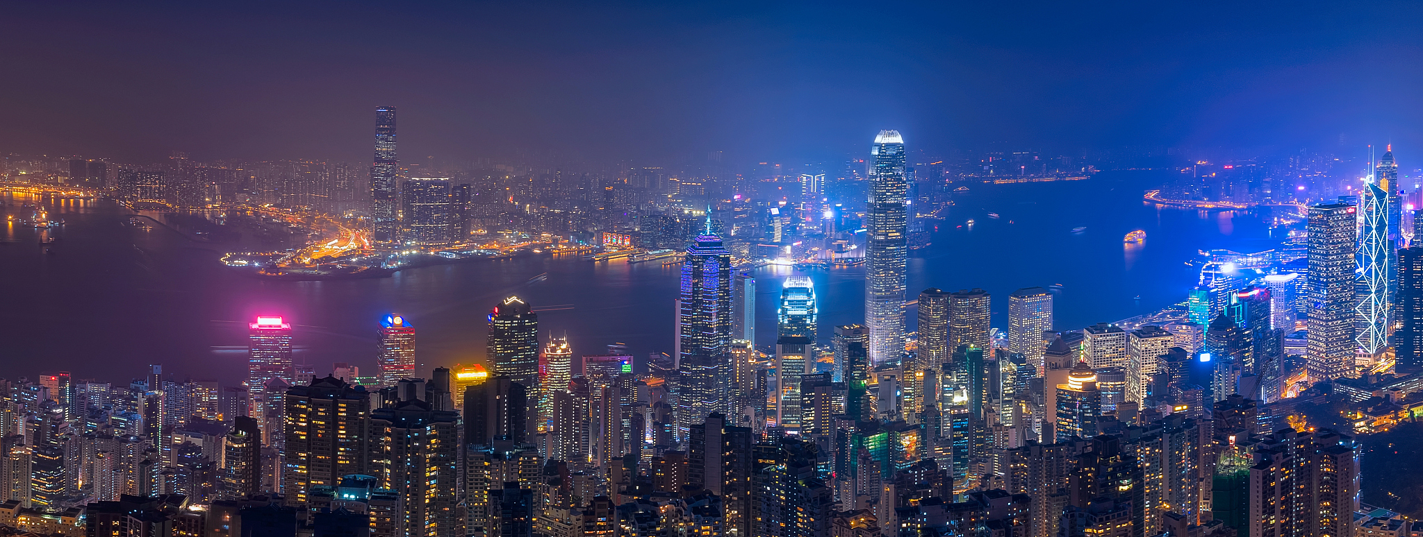 hong kong downtown cityscape view from the victoria peak viewpoi