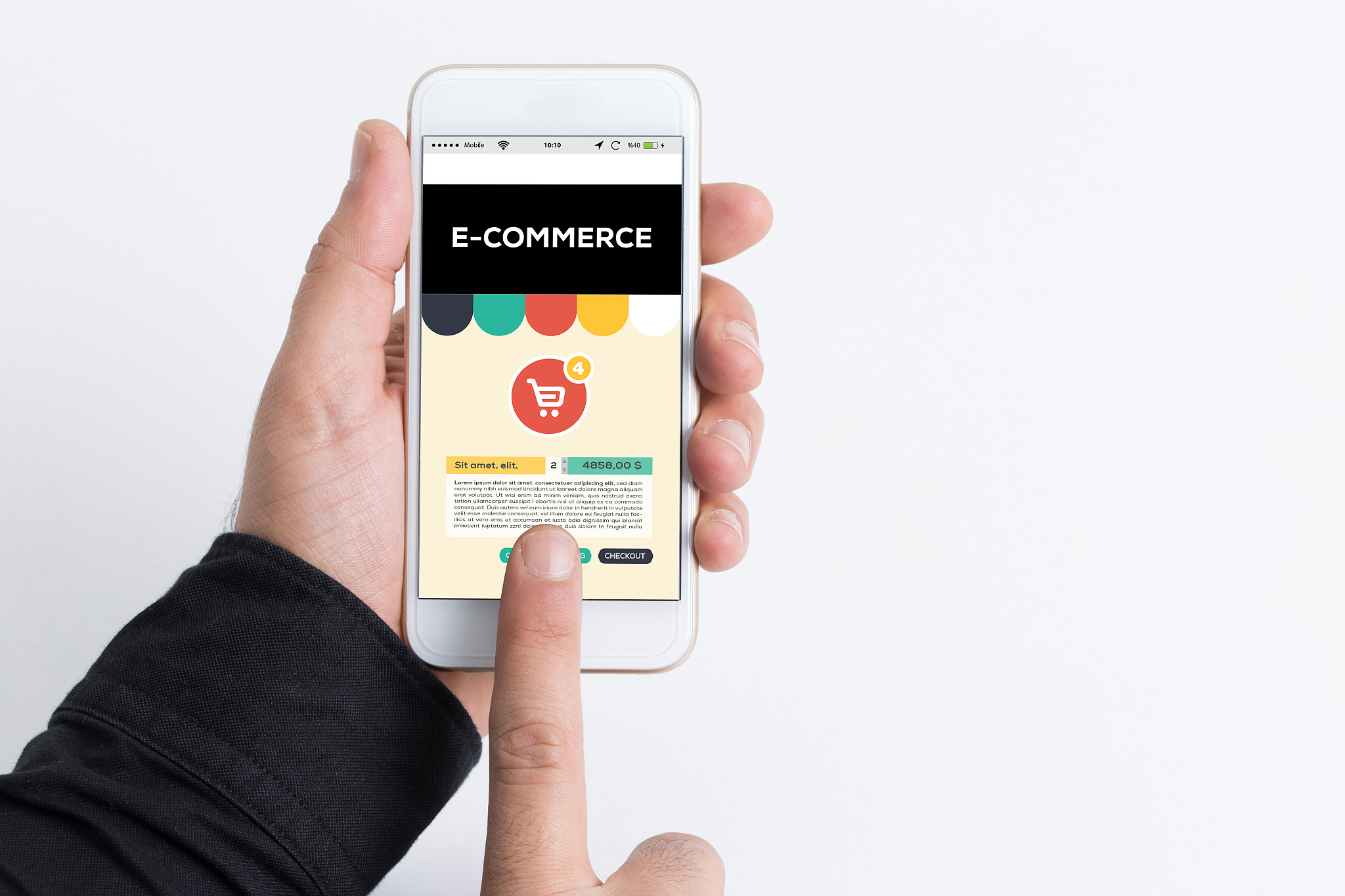 e-commerce concept on smartphone screen
