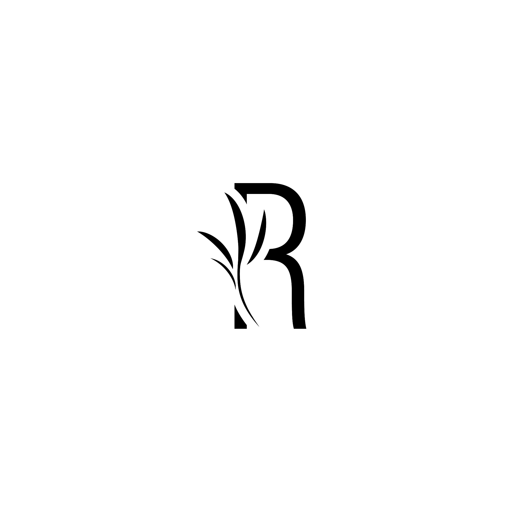 elegant leaf letter r, vintage style alphabet design template