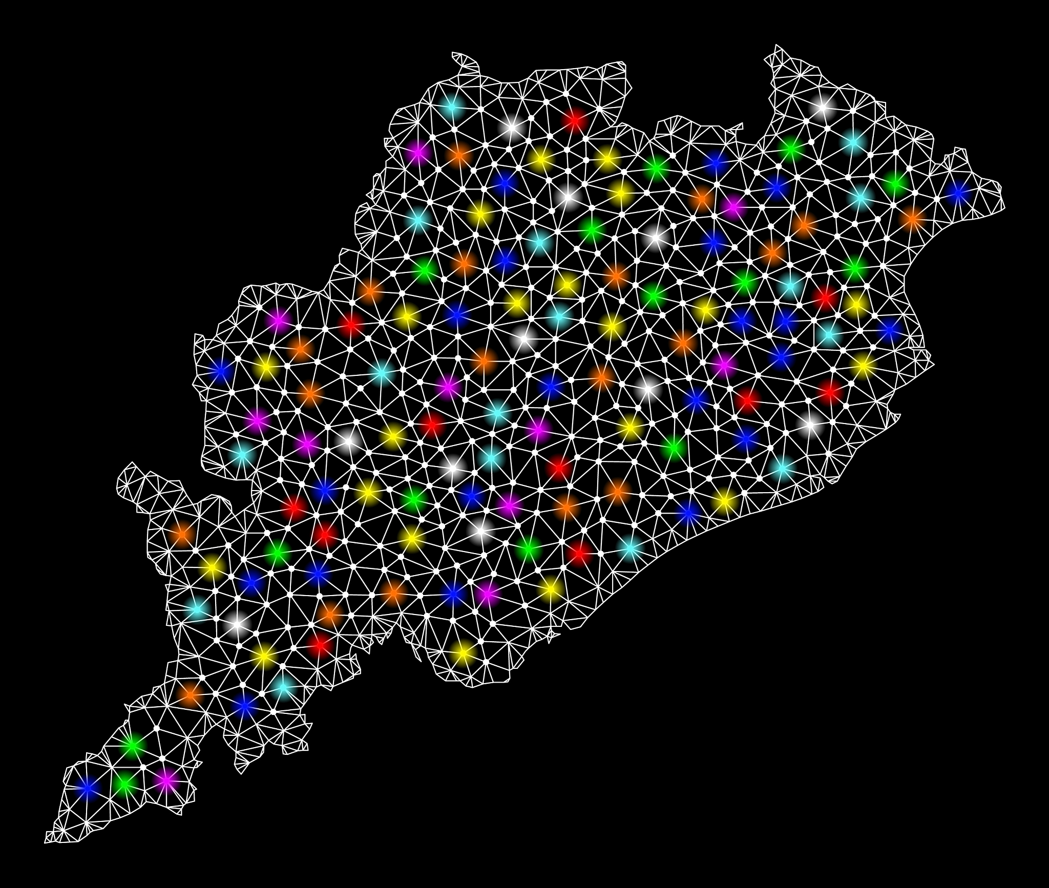 mesh 2d map of odisha state with bright light