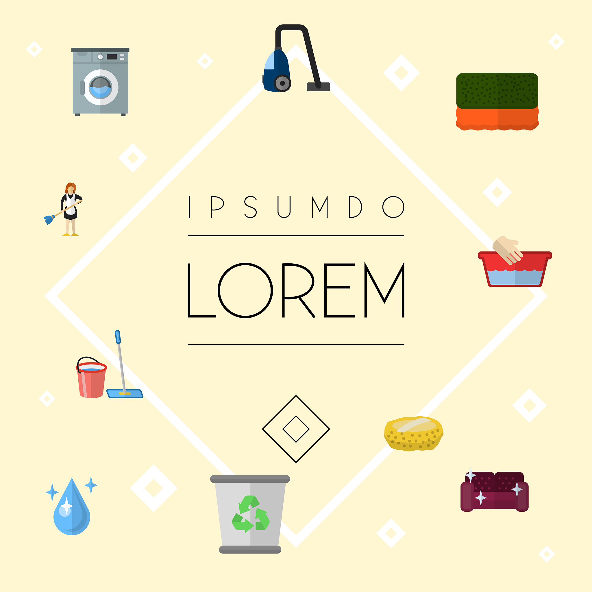 set of cleaning icons flat style symbols with