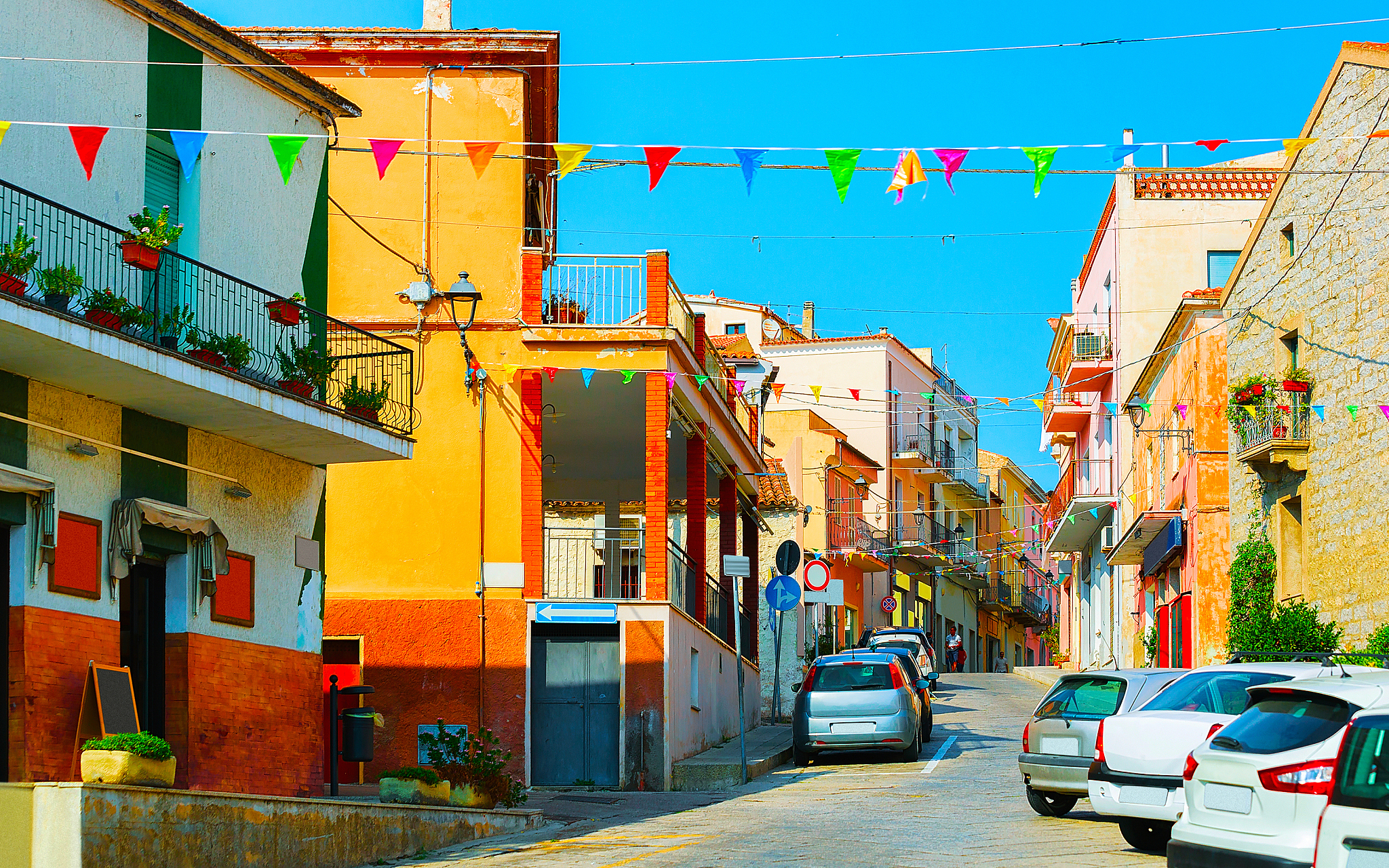 street with road in arzachena sardinia