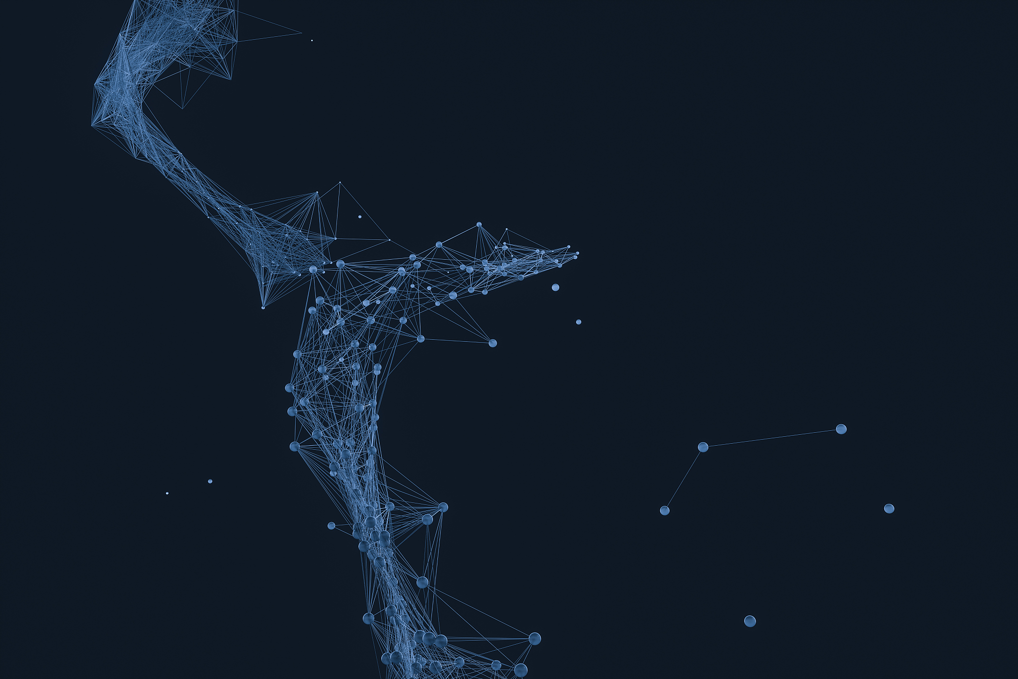 gene lines and nodes, biological gene structure, 3d rendering.