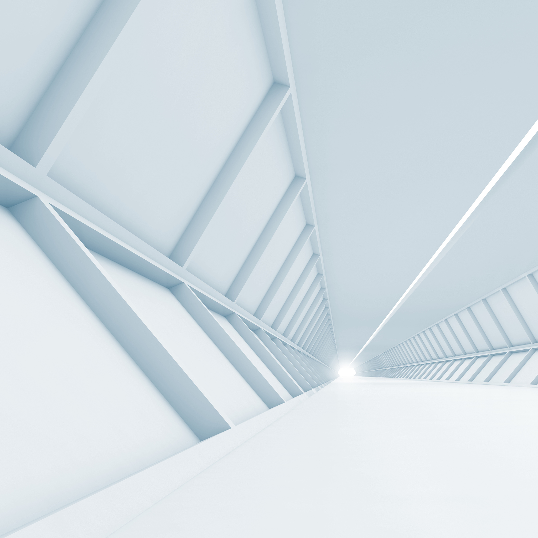 abstract empty corridor perspective, blue toned