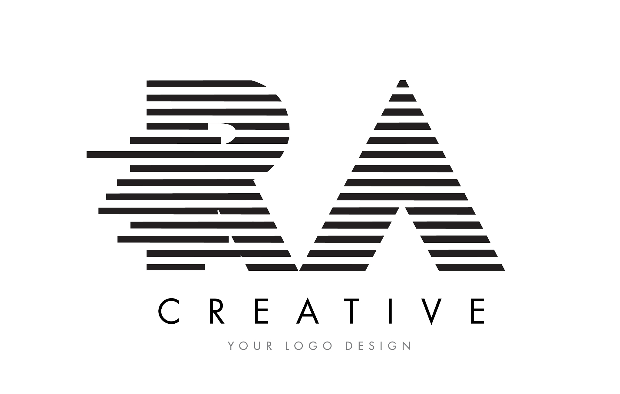 ra r q zebra letter logo design with black and
