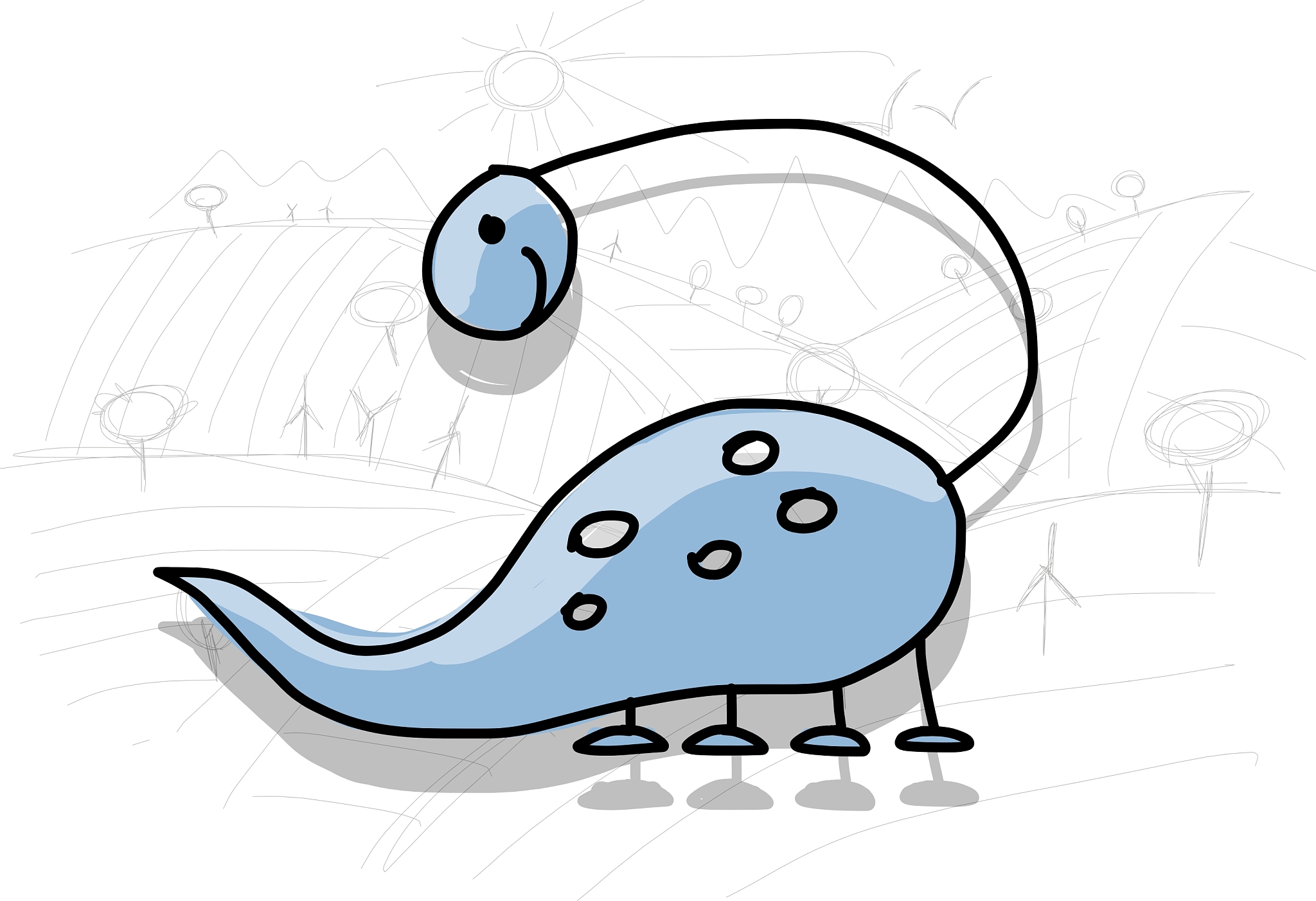 dinosaur funny sketch for your design