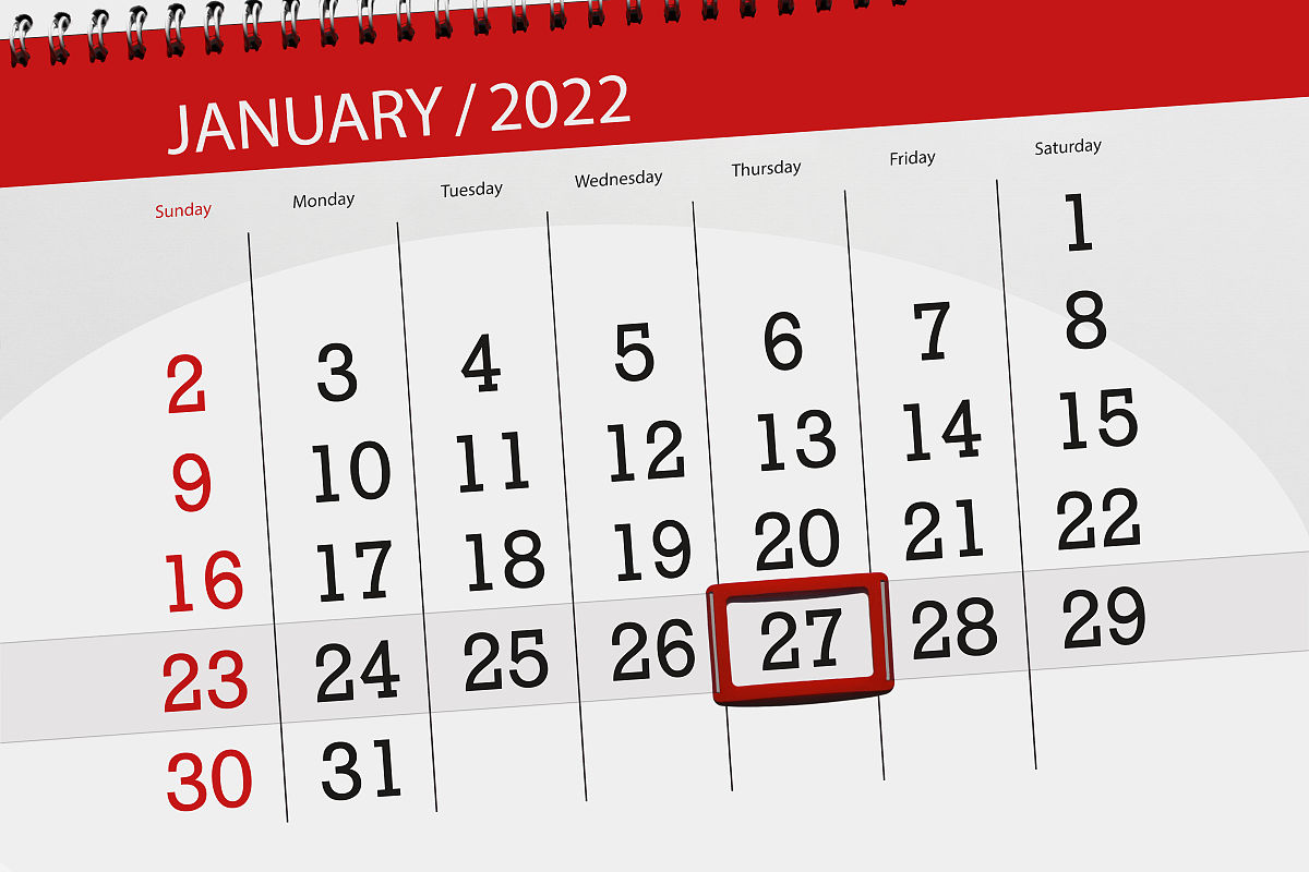 今日日期 - 2022年1月29日