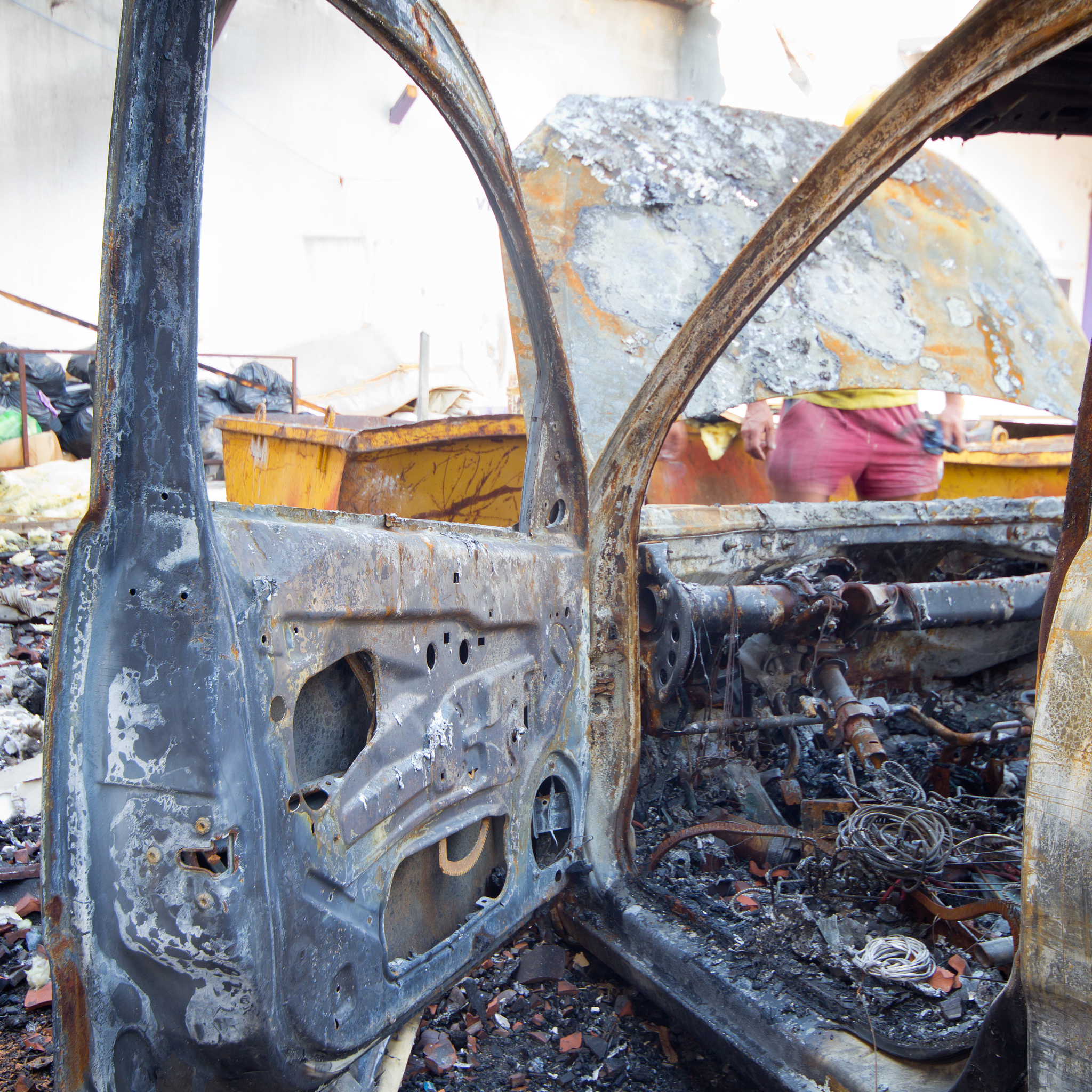 burnt down car