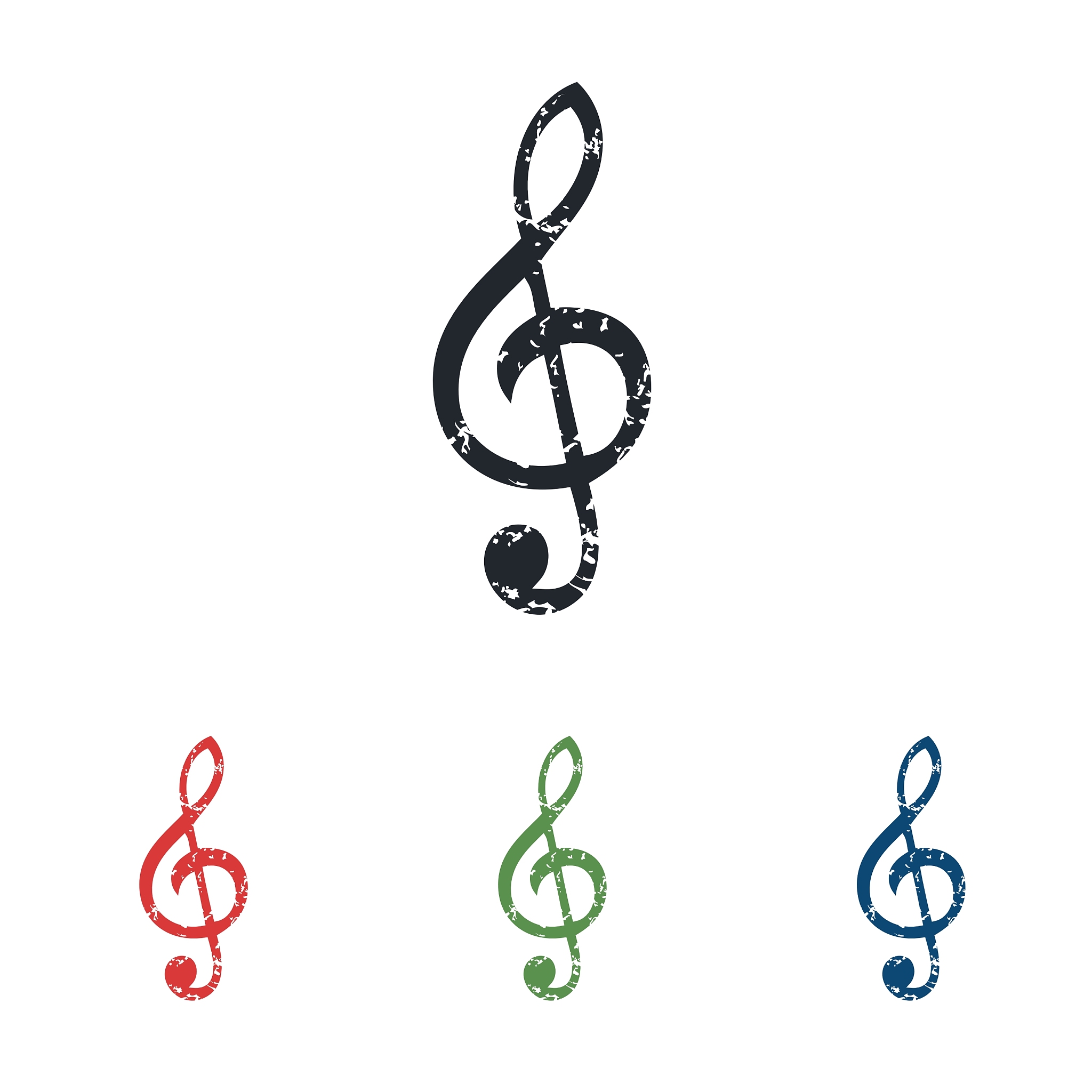 treble clef grunge icon set