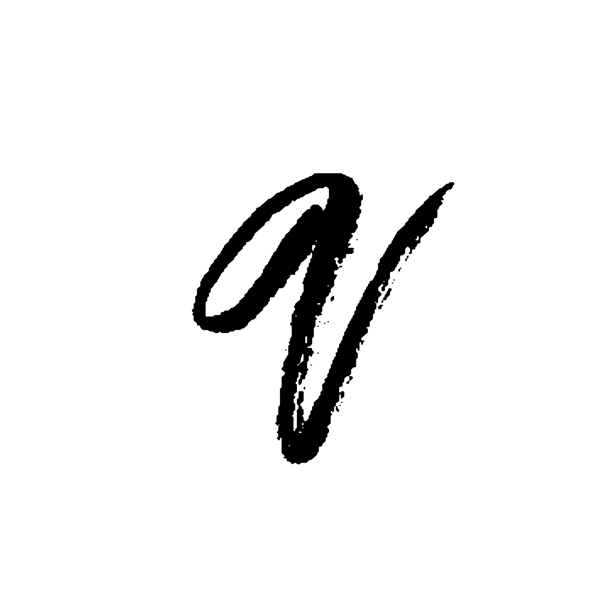 letter v handwritten by dry brush rough strokes