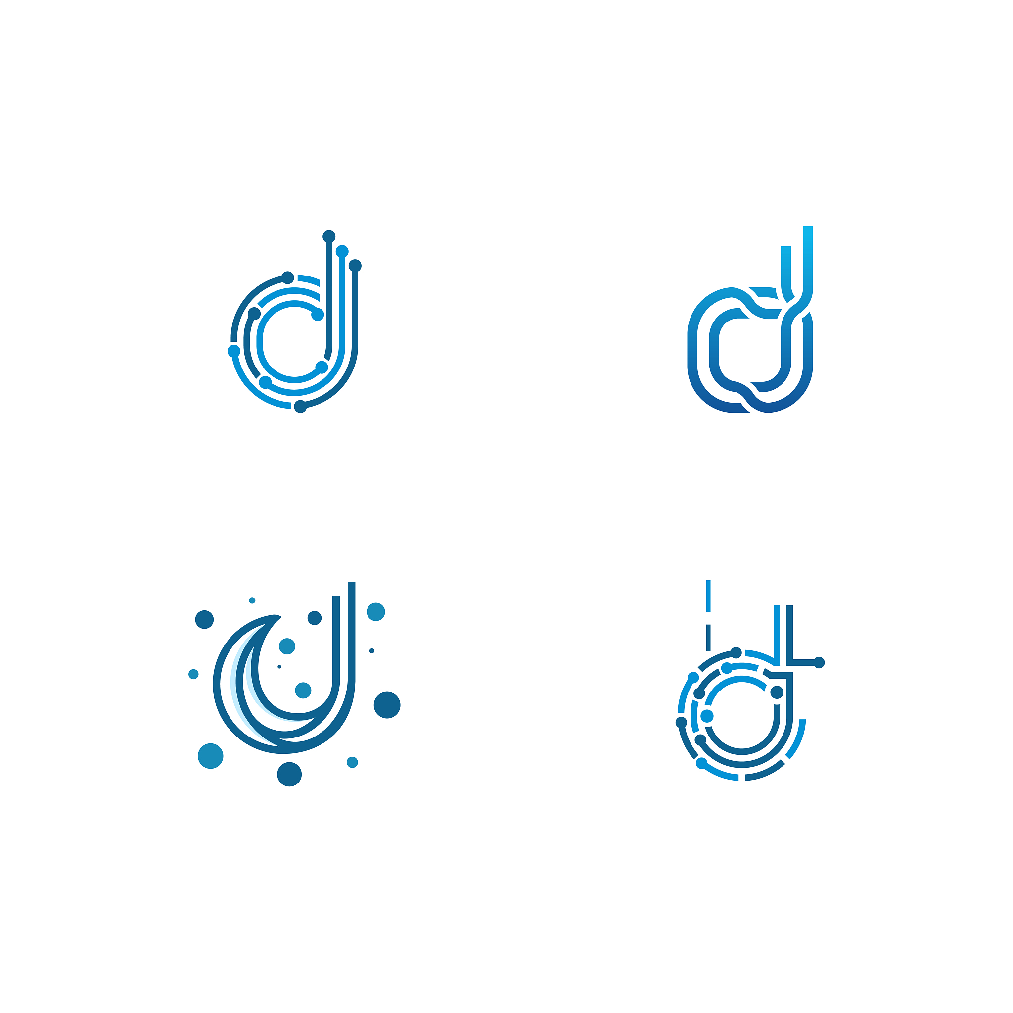 d initial tech logo vector set, cood initial wire logo template 
