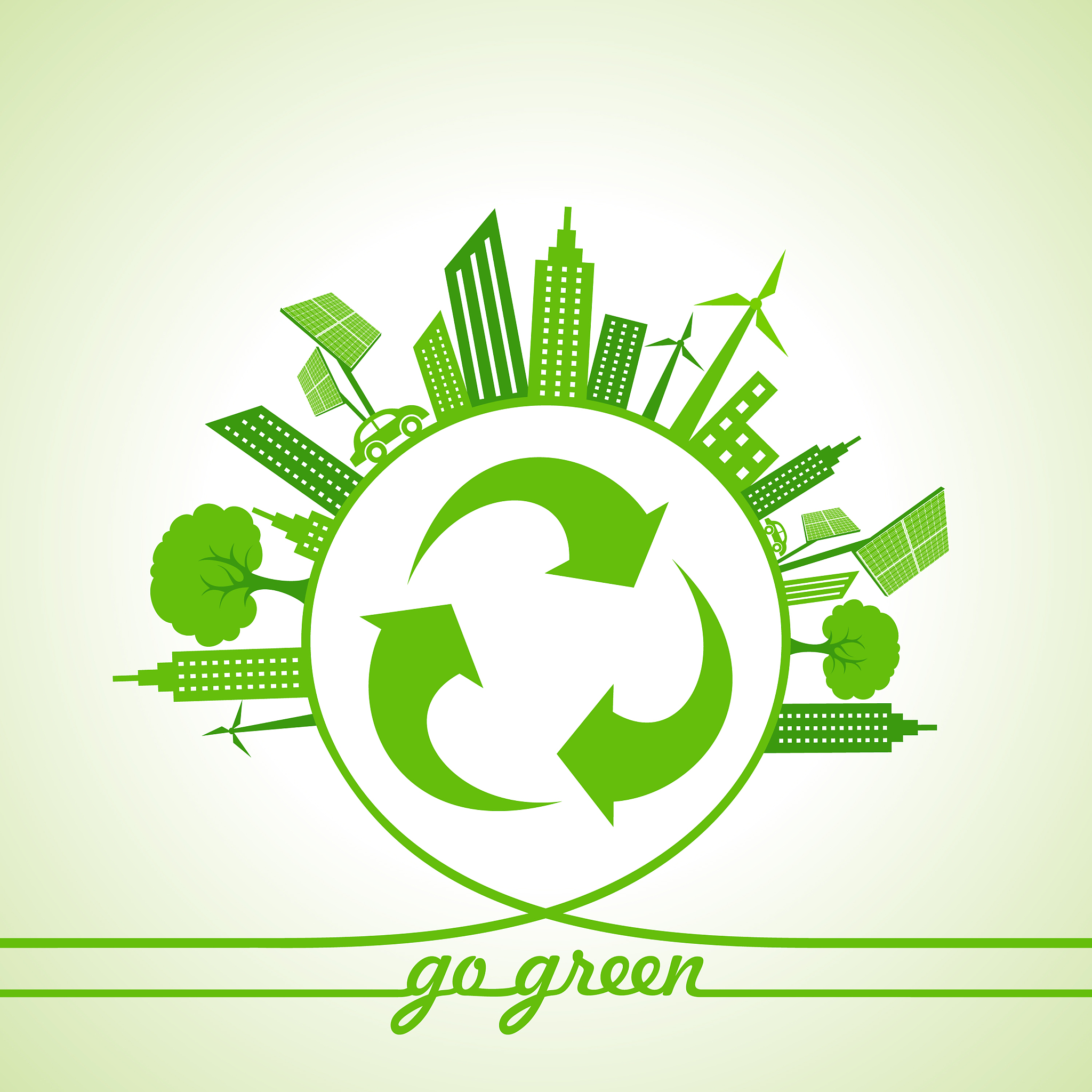 eco energy concept with leafcityscape and and