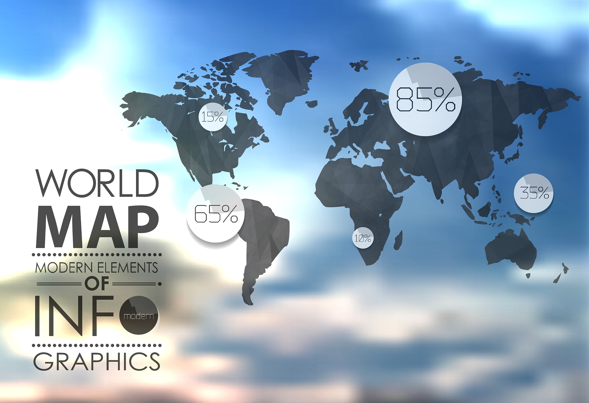 world map and information graphics