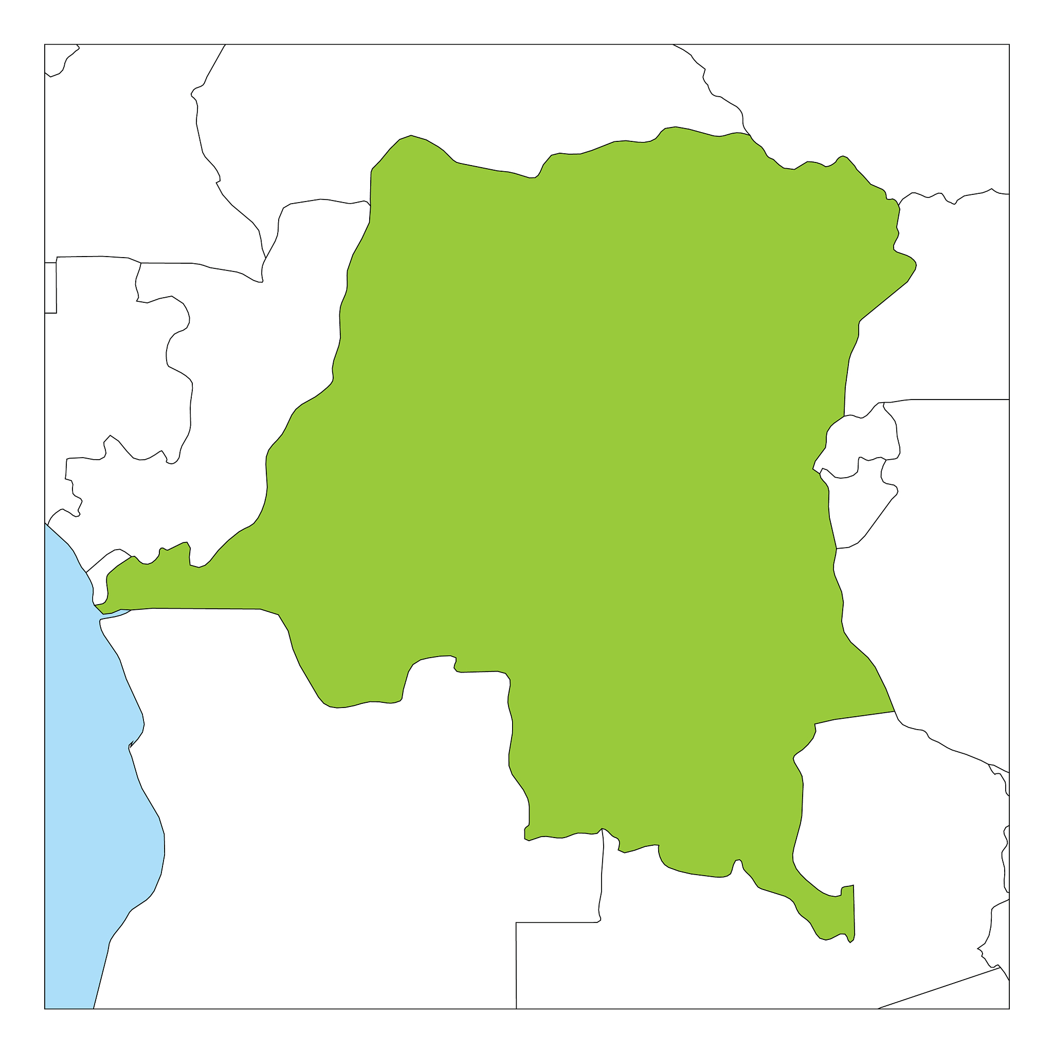 map democratic republic congo green