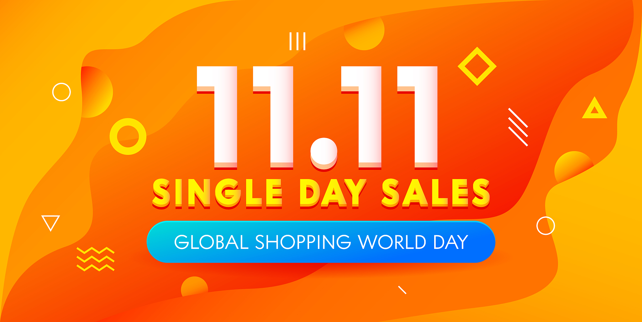 global shopping world day sale colorful banner with geometric pa