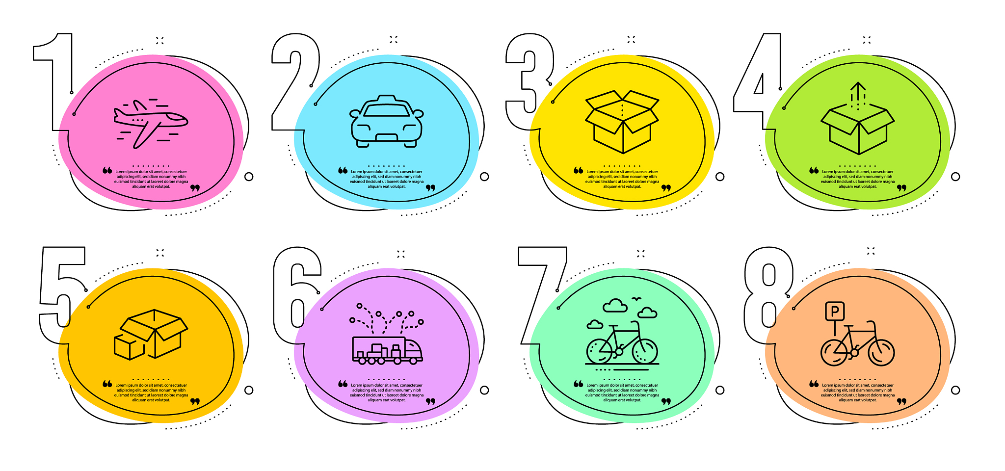 open box bike rental and bicycle parking icons