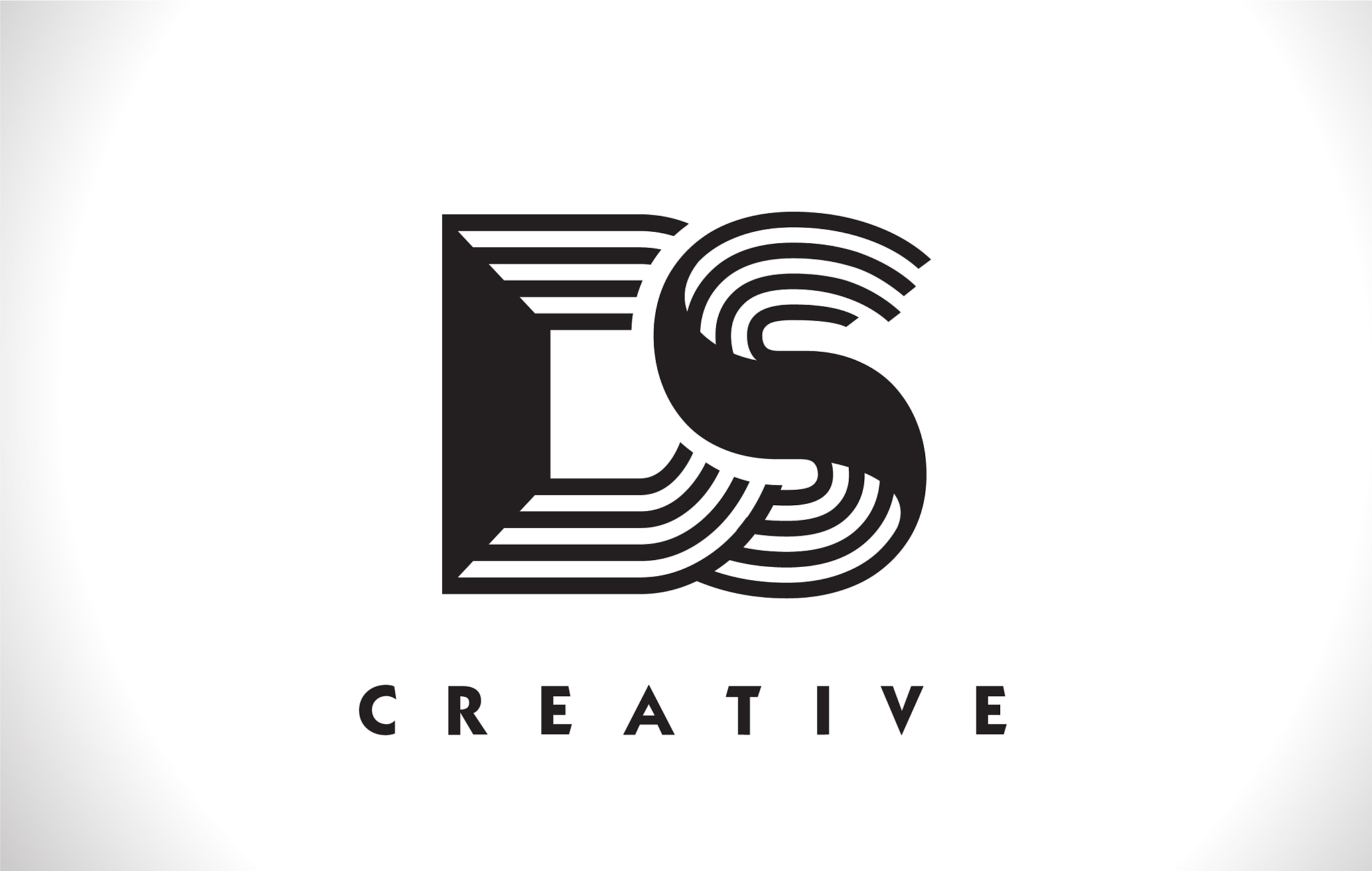 ds logo letter with black lines design line letter