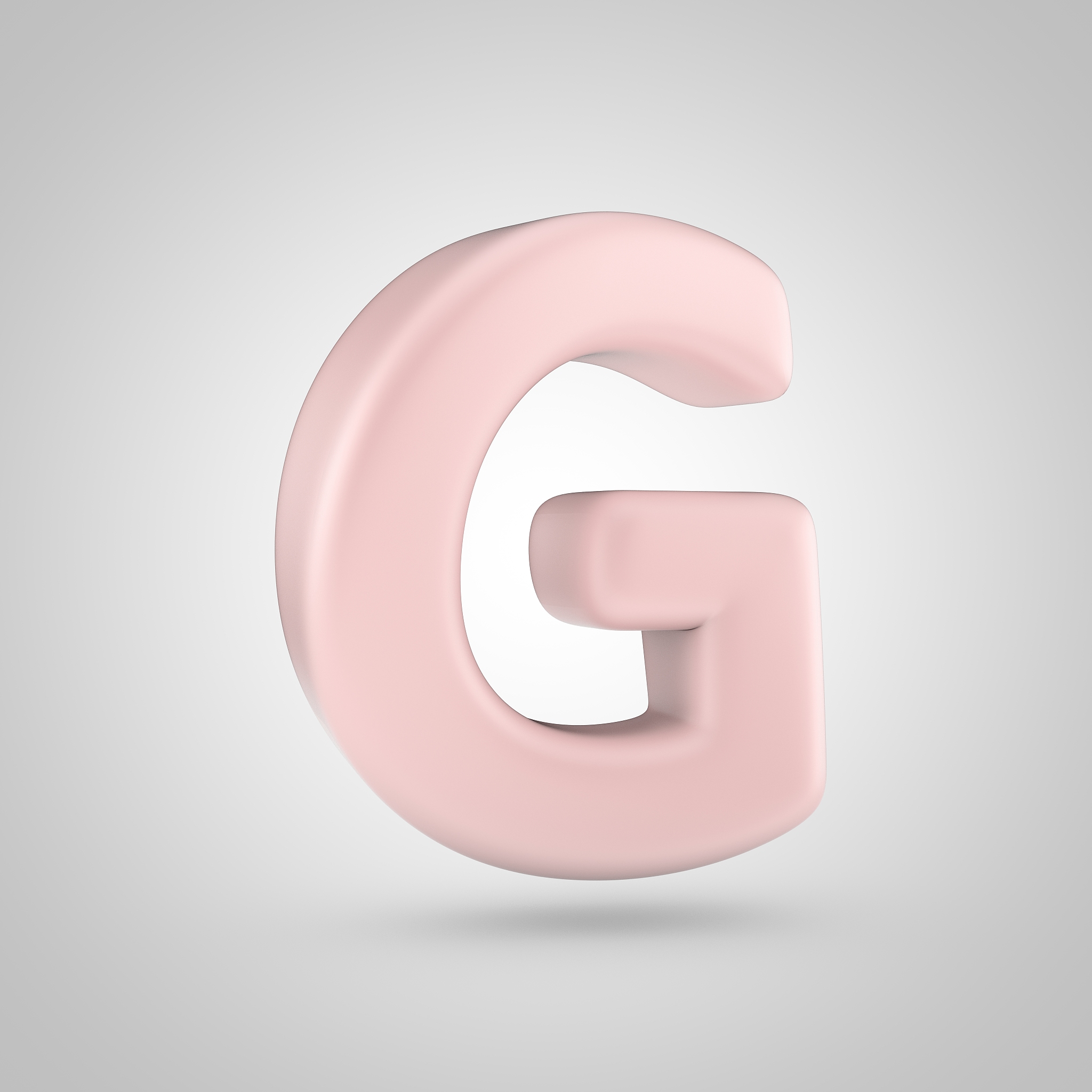 millennium pink color letter g uppercase isolated on white backg