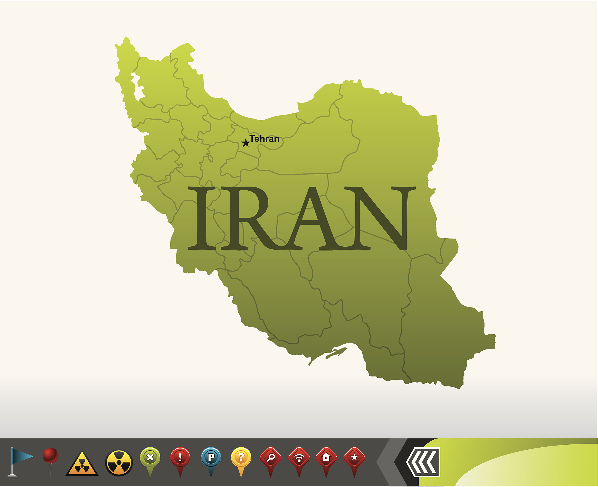 iran map with navigation icons