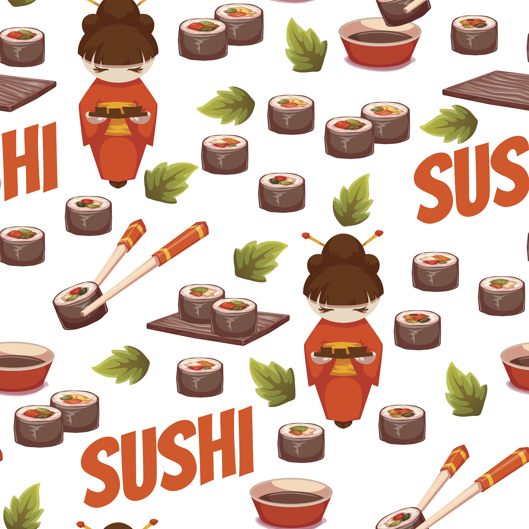 seamless pattern with sushi. vector background