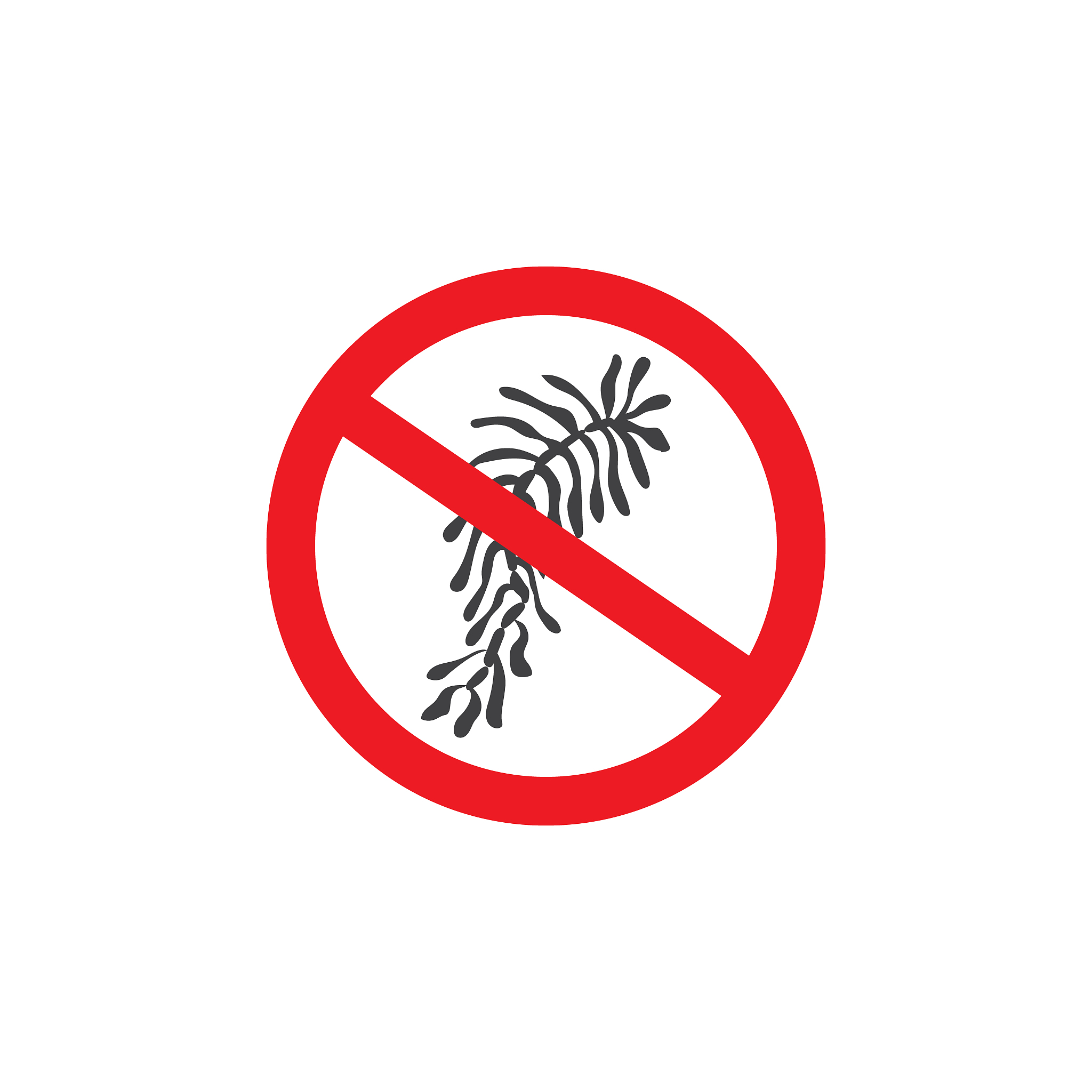 weird black bacteria germ in stop sign - seaweed plant symbol