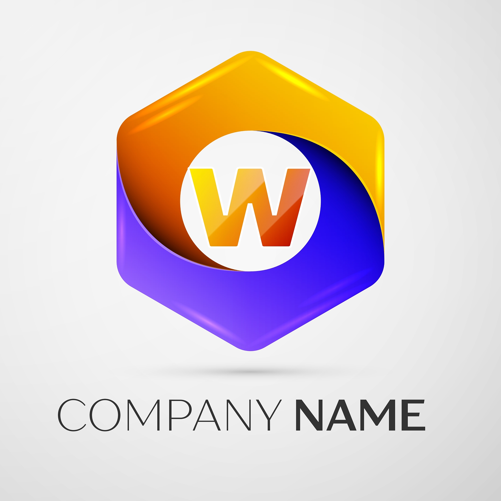 letter w logo symbol in the colorful hexagonal on