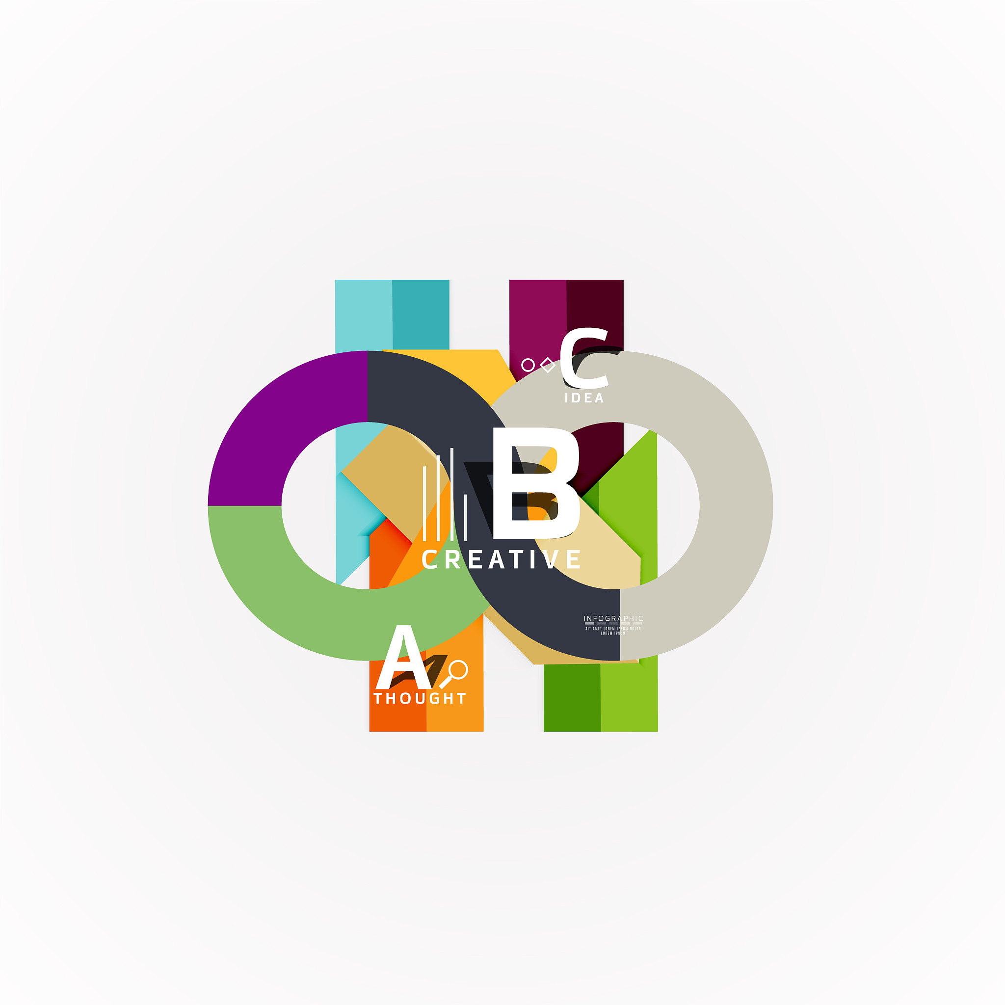 abstract geometric option infographic banners, a b c steps proce