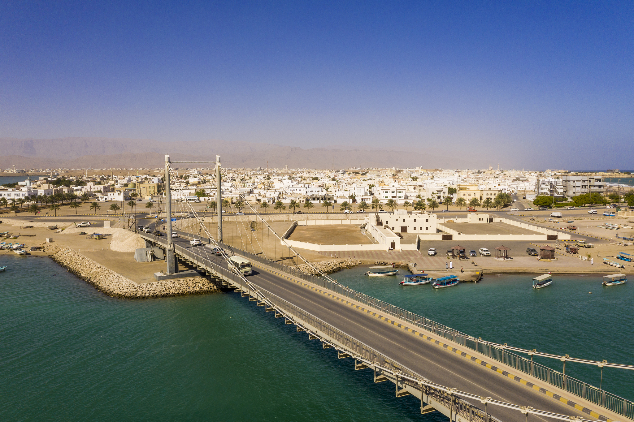 view of bridge and city behind,oman