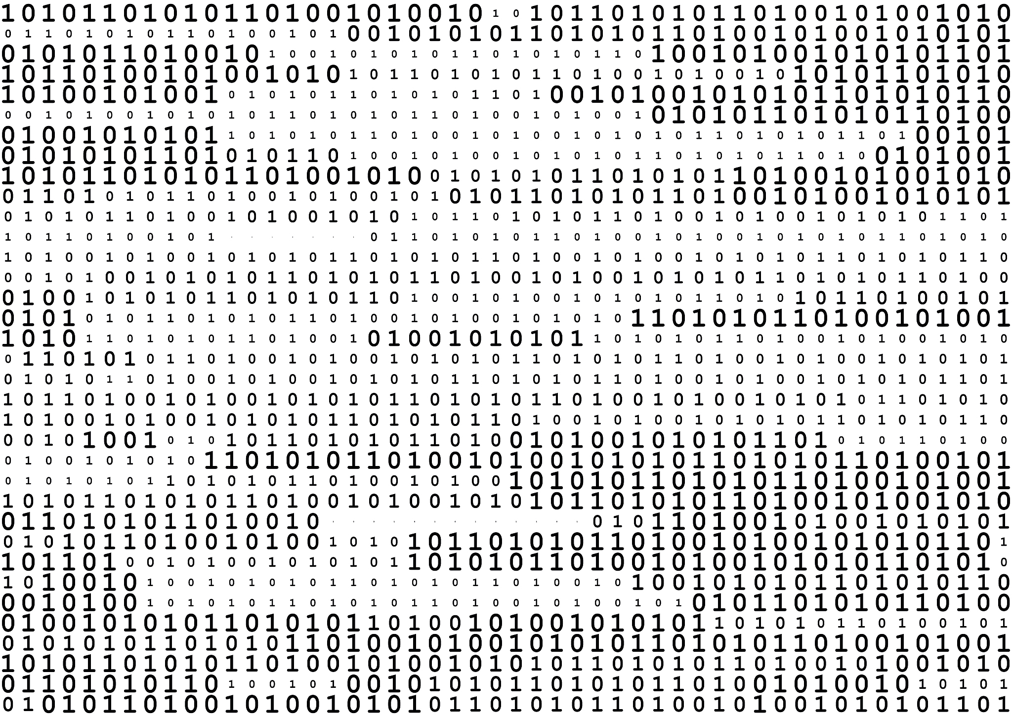 stream line binary code black and white background with two bina