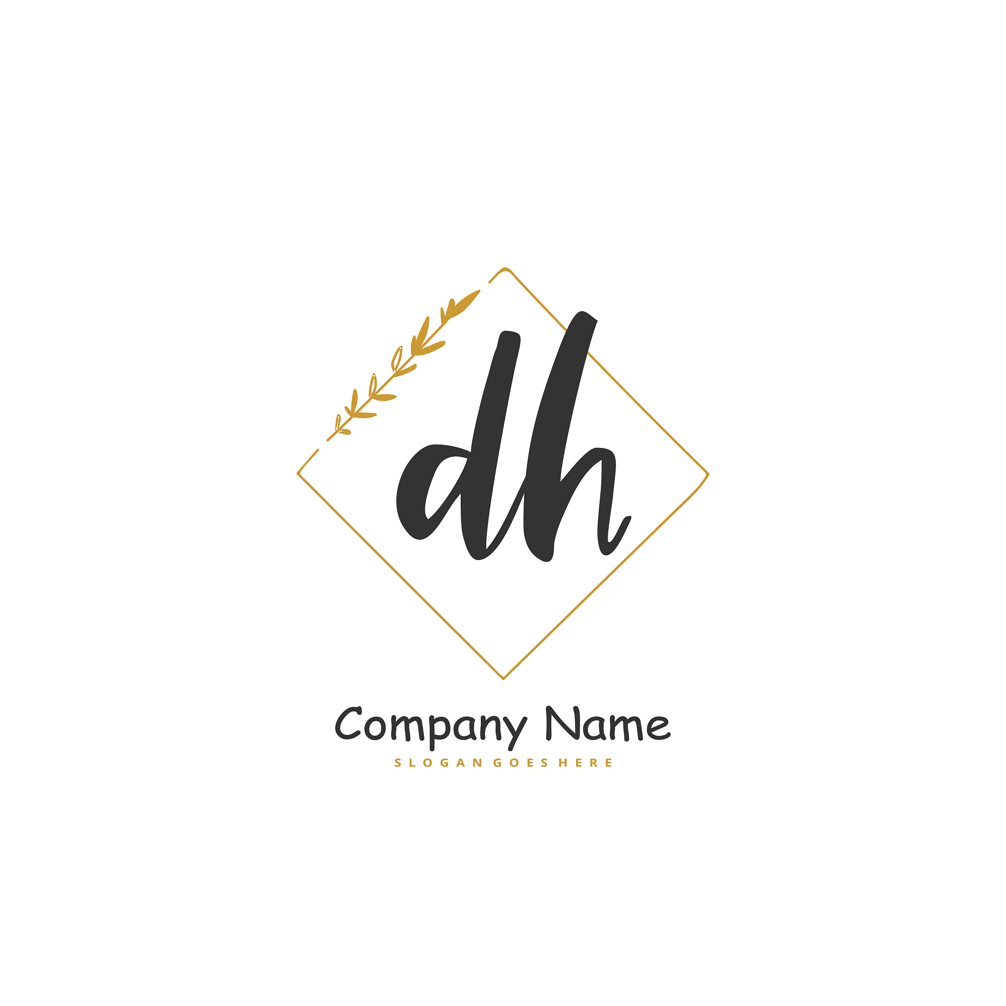 d h dh initial handwriting and signature logo