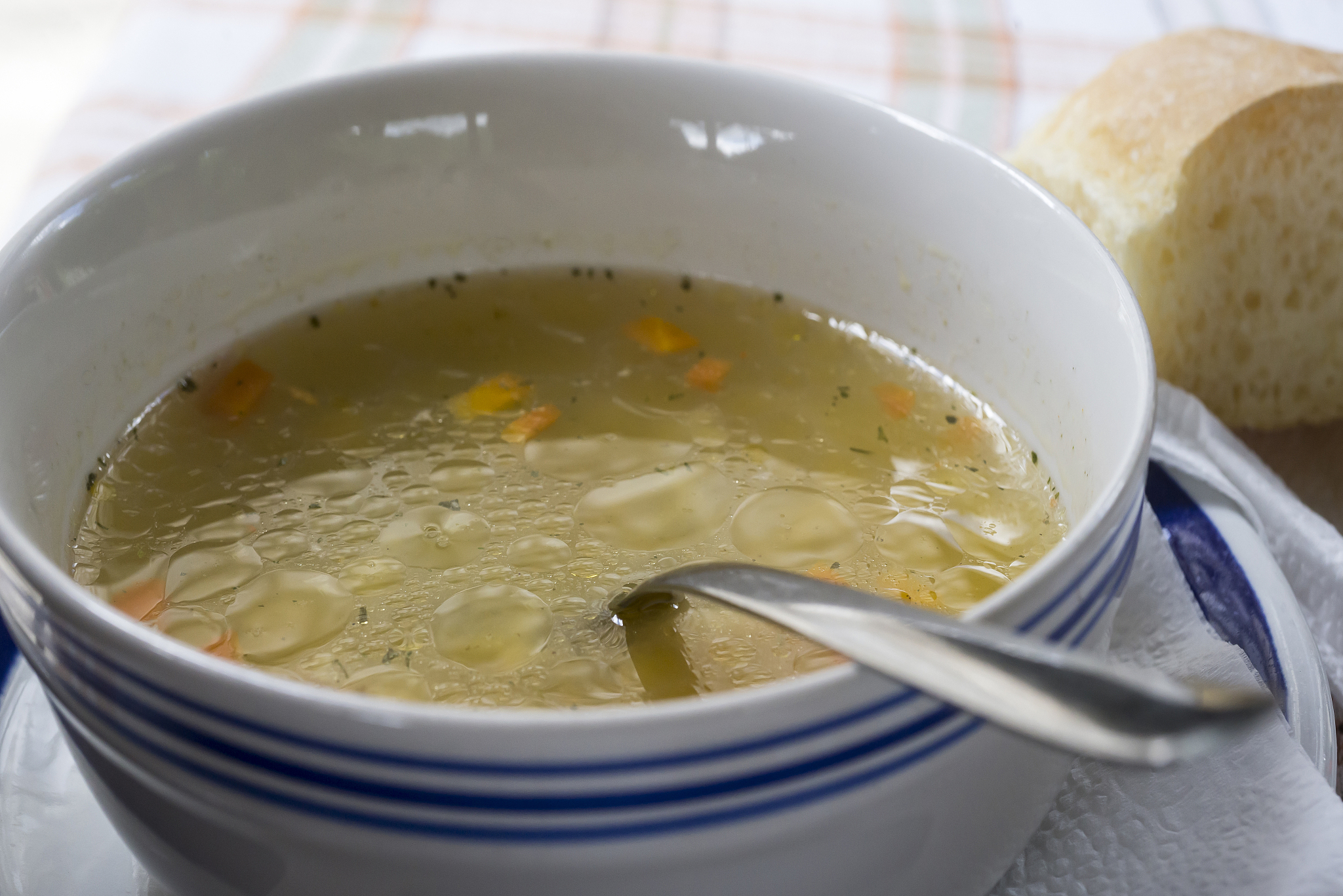 soup, plate, bread