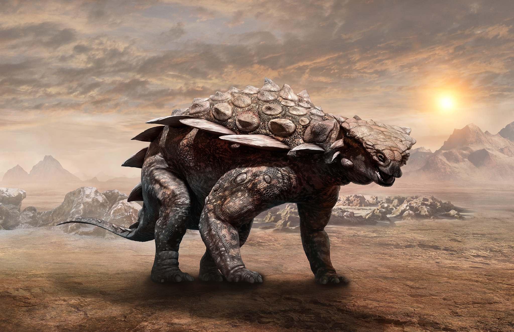 gargoyleosaurus dinosaur scene 3d illustration