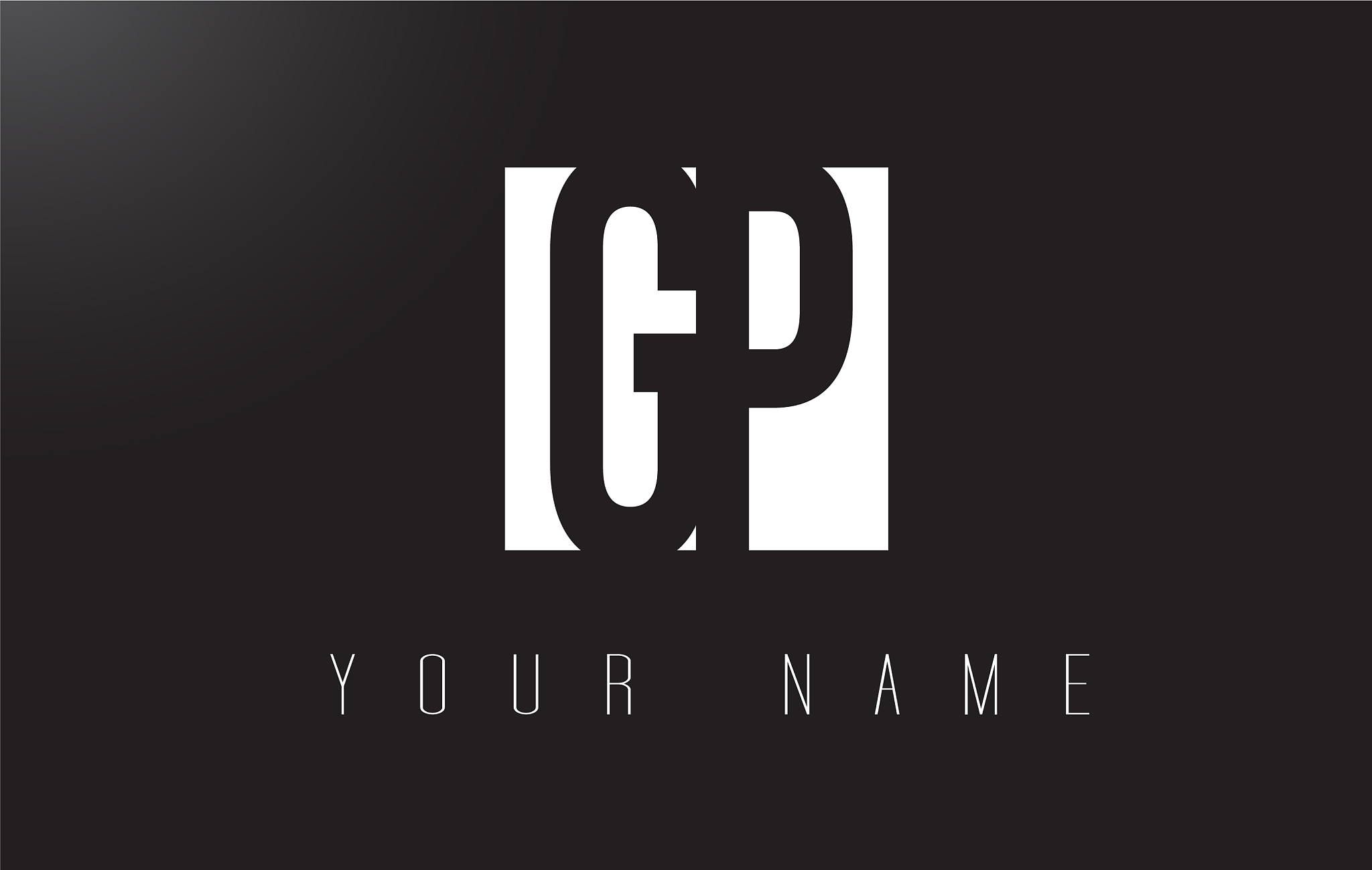 gp letter logo with black and white negative
