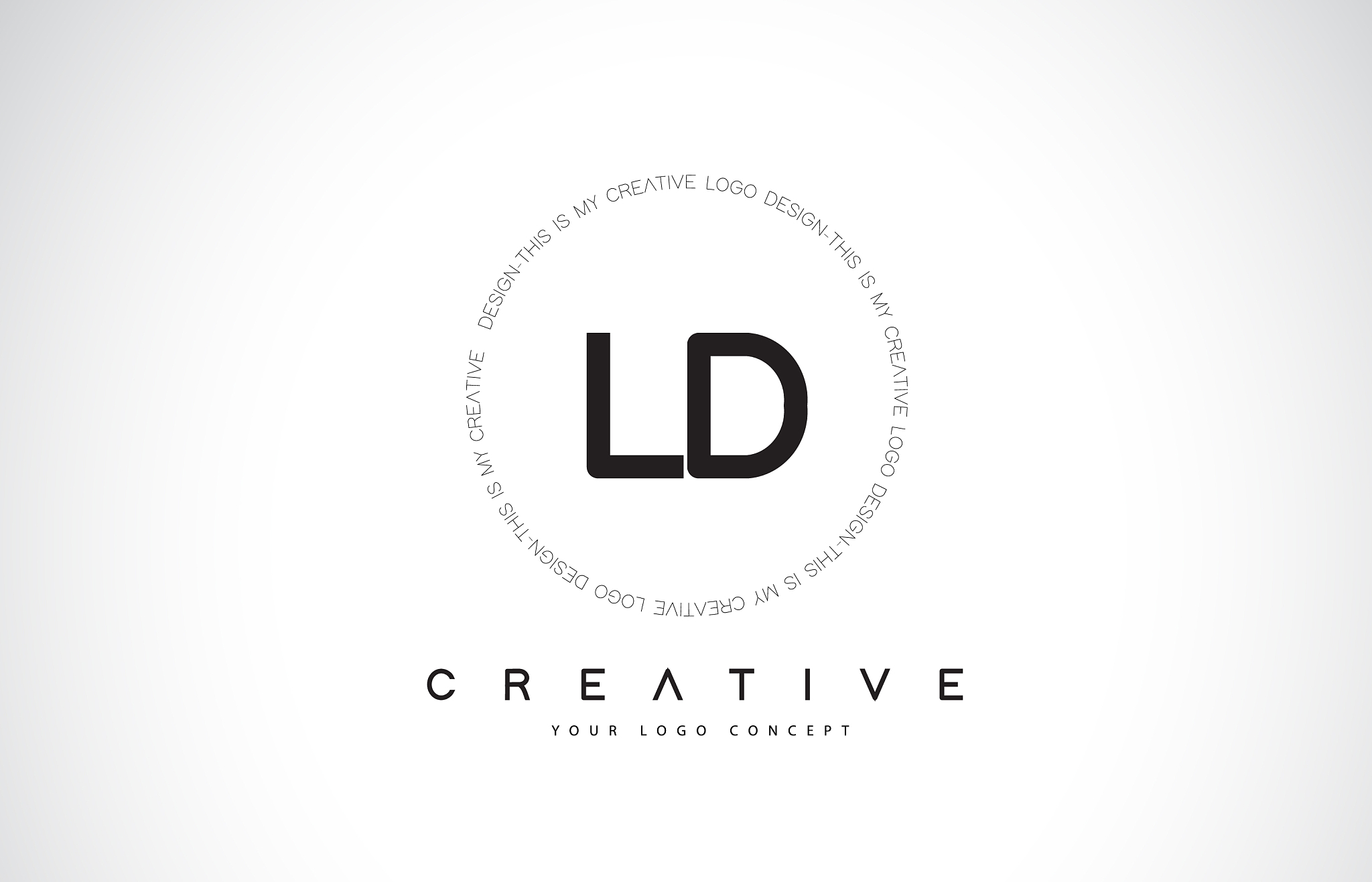 ld l d logo design with black and white creative
