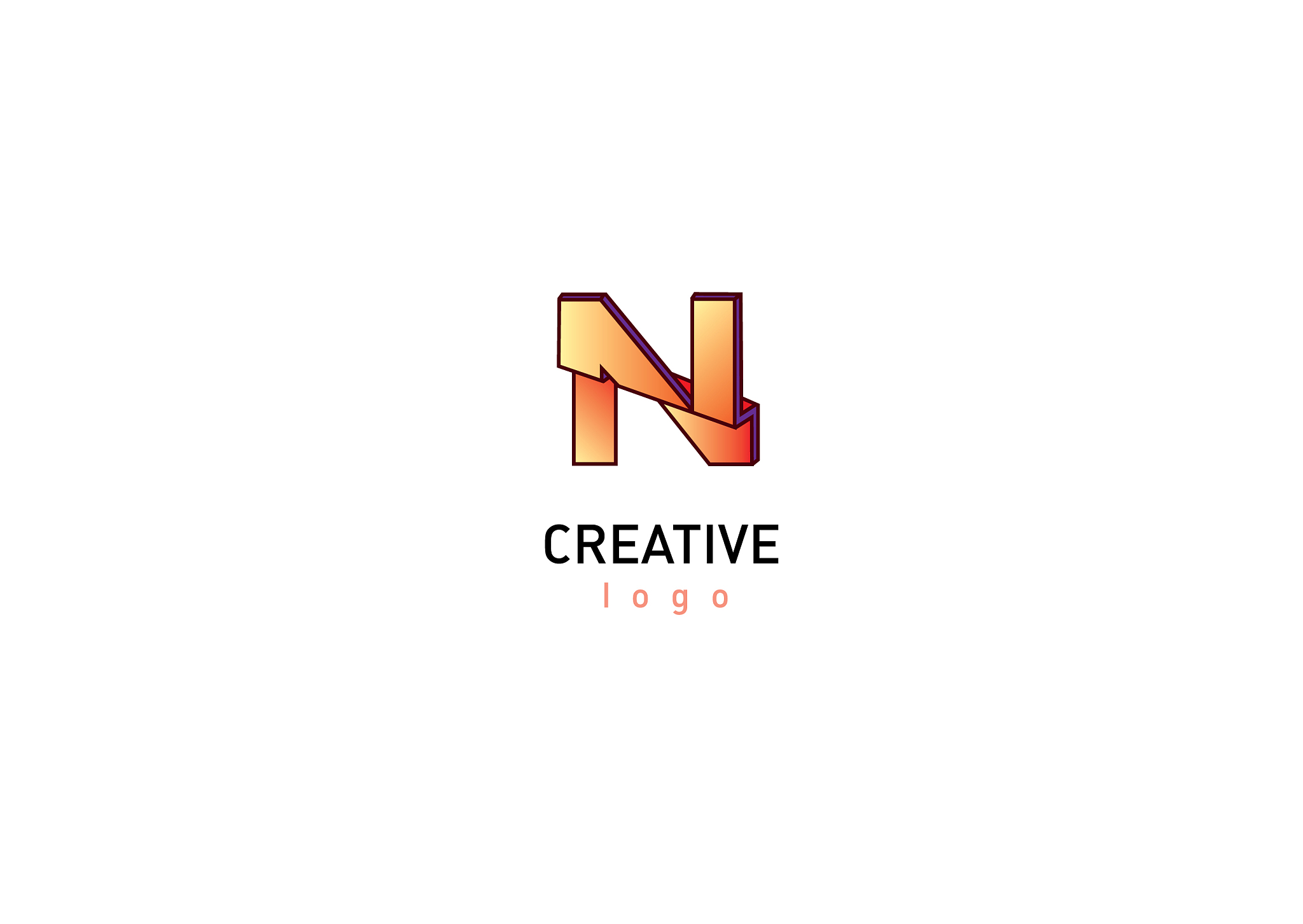 geometric 3d logotype with a break