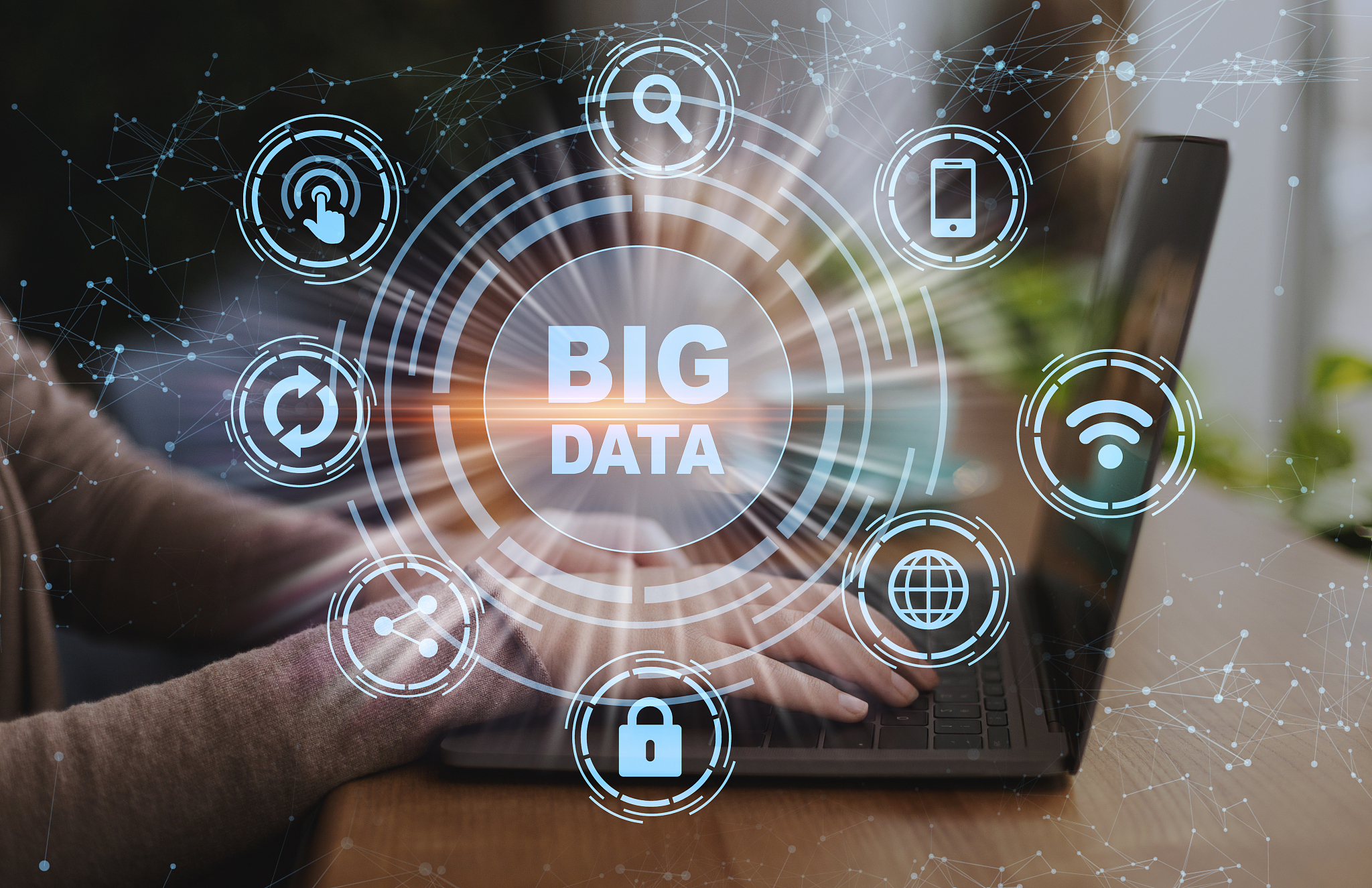 technologies and innovations. big data analyst working on laptop