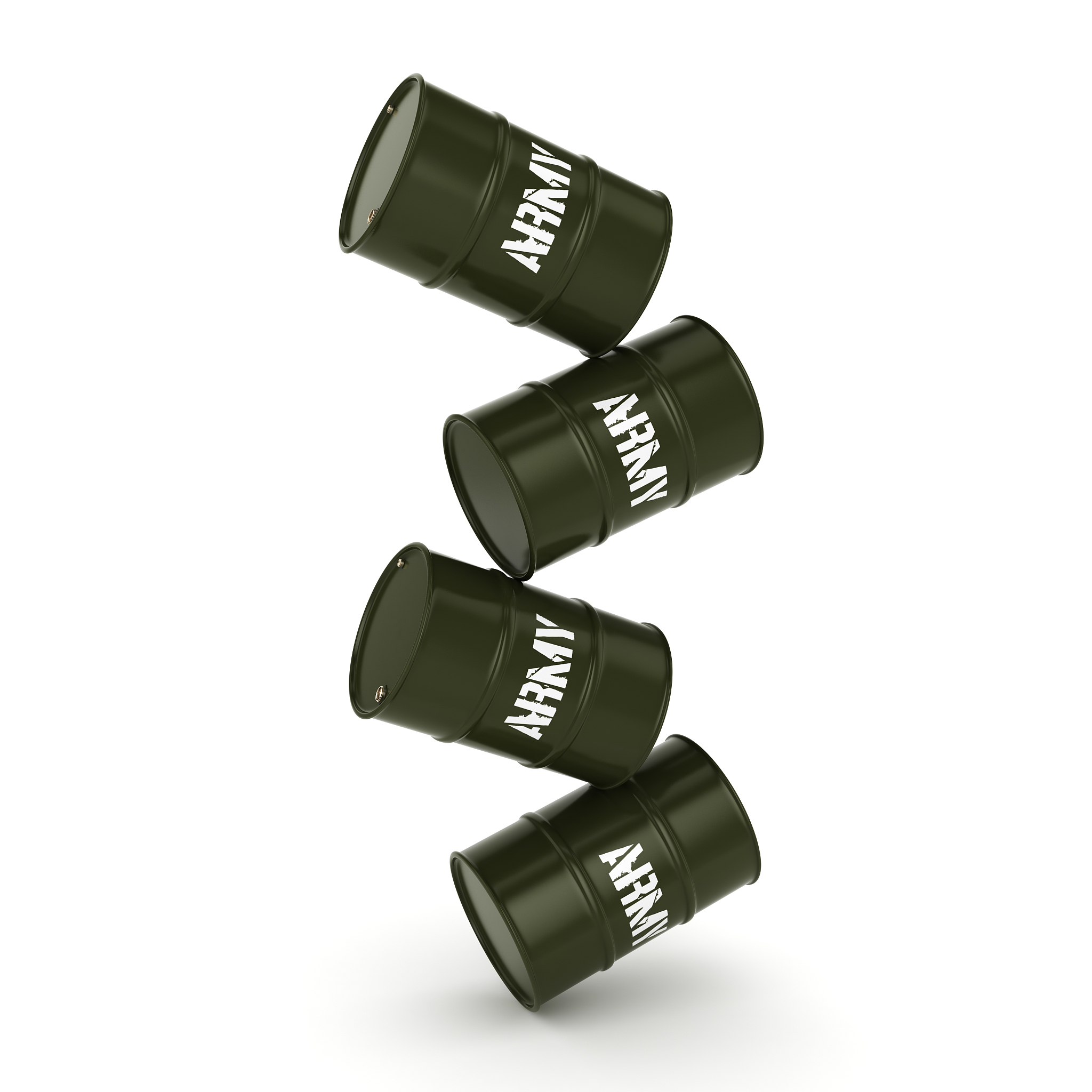 3d rendering army barrels